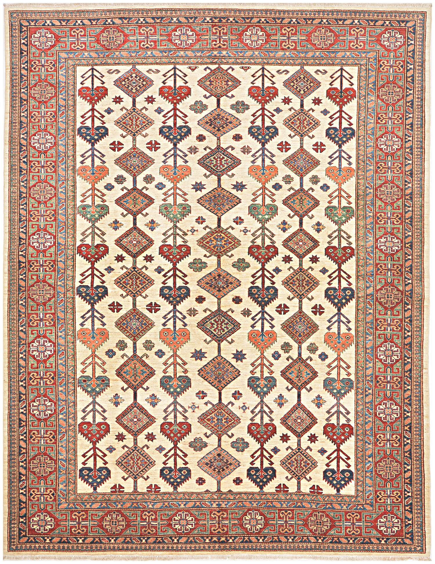 Bagh-e-Paghman Afghan hand-knotted Ghazni wool rug, overhead view