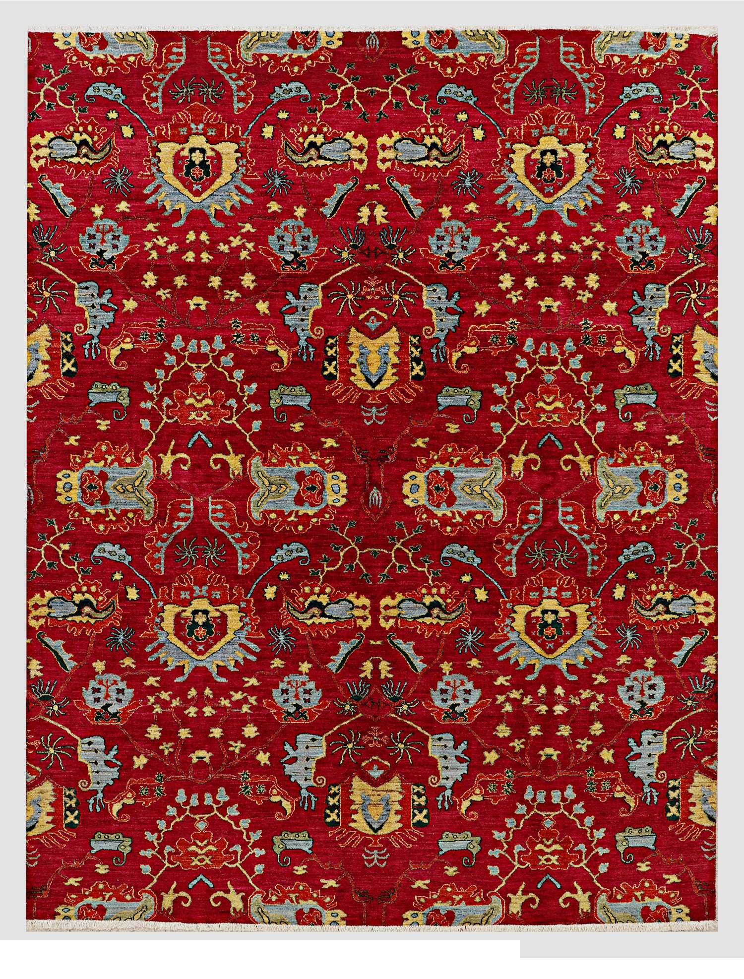 Shahnameh-e-Ghazni Afghan hand-knotted Ghazni wool rug, overhead view
