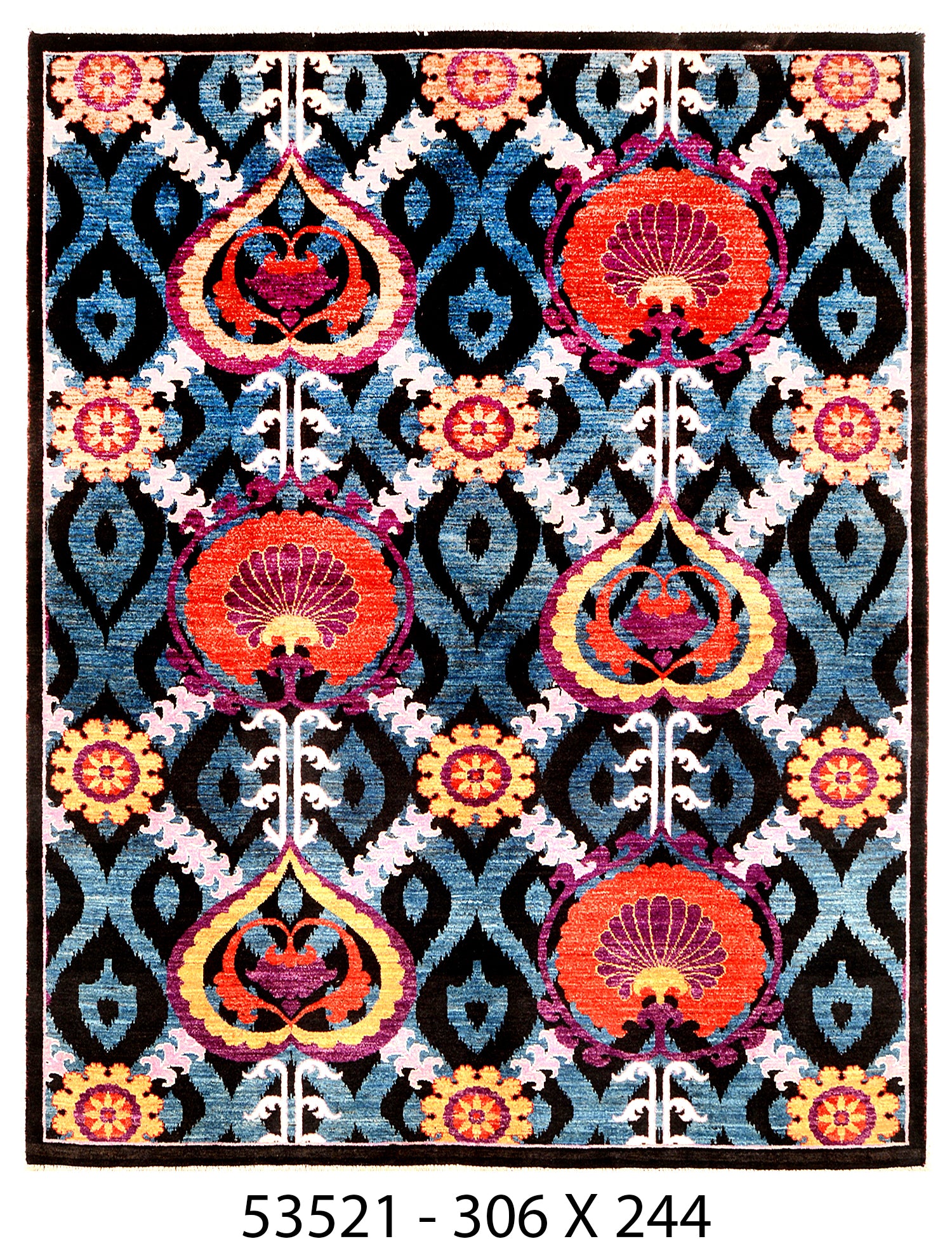 Shab-e-Mazar Afghan hand-knotted Ghazni wool rug, overhead view