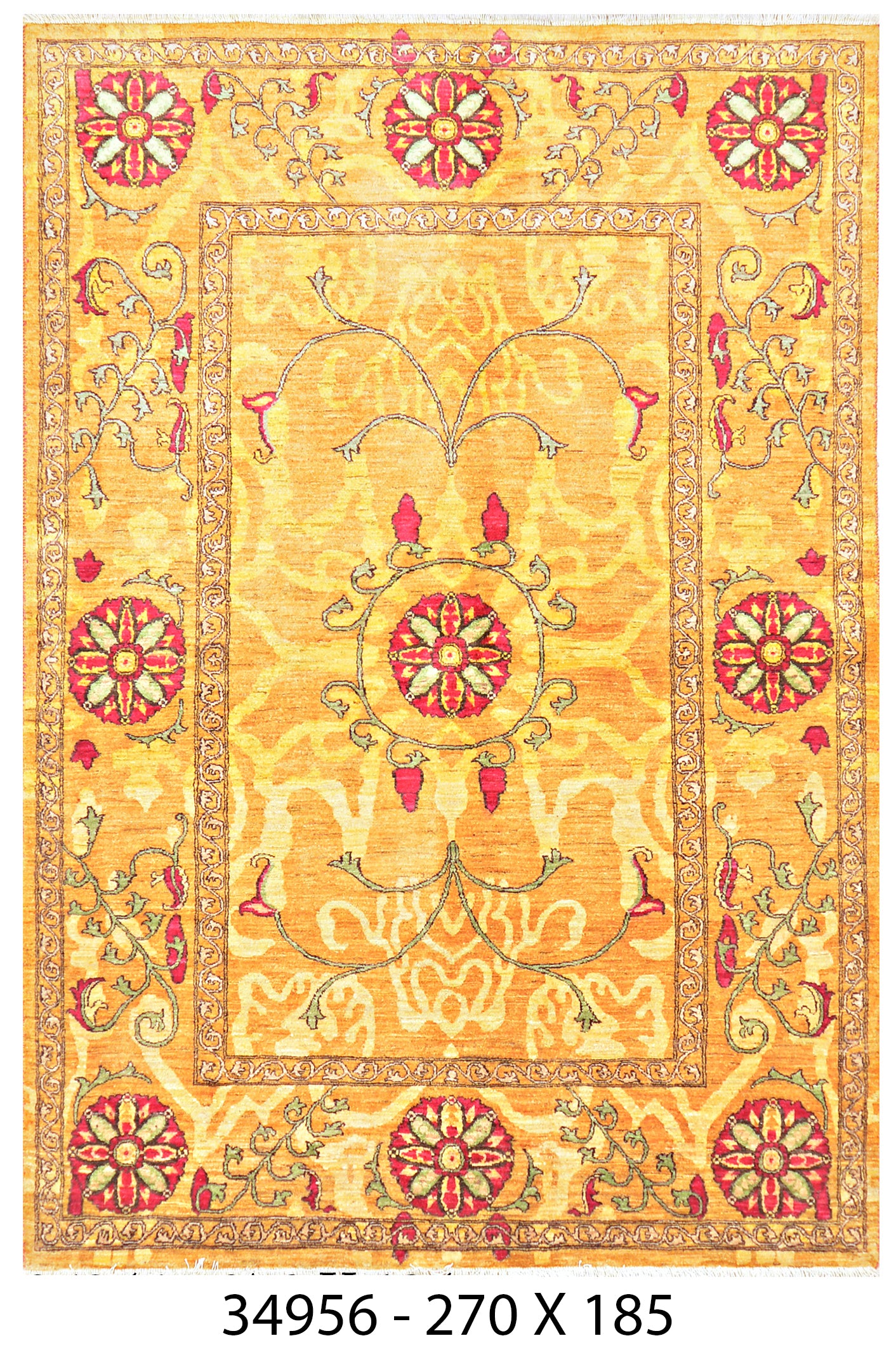Zar-e-Bamyan Afghan hand-knotted Ghazni wool rug, overhead view