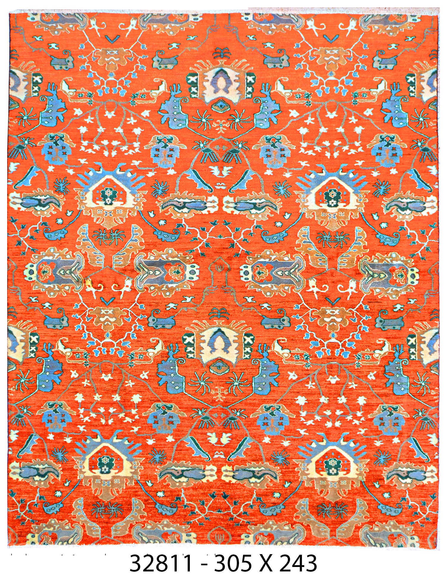 Aftab-e-Balkh Afghan hand-knotted Ghazni wool rug, overhead view