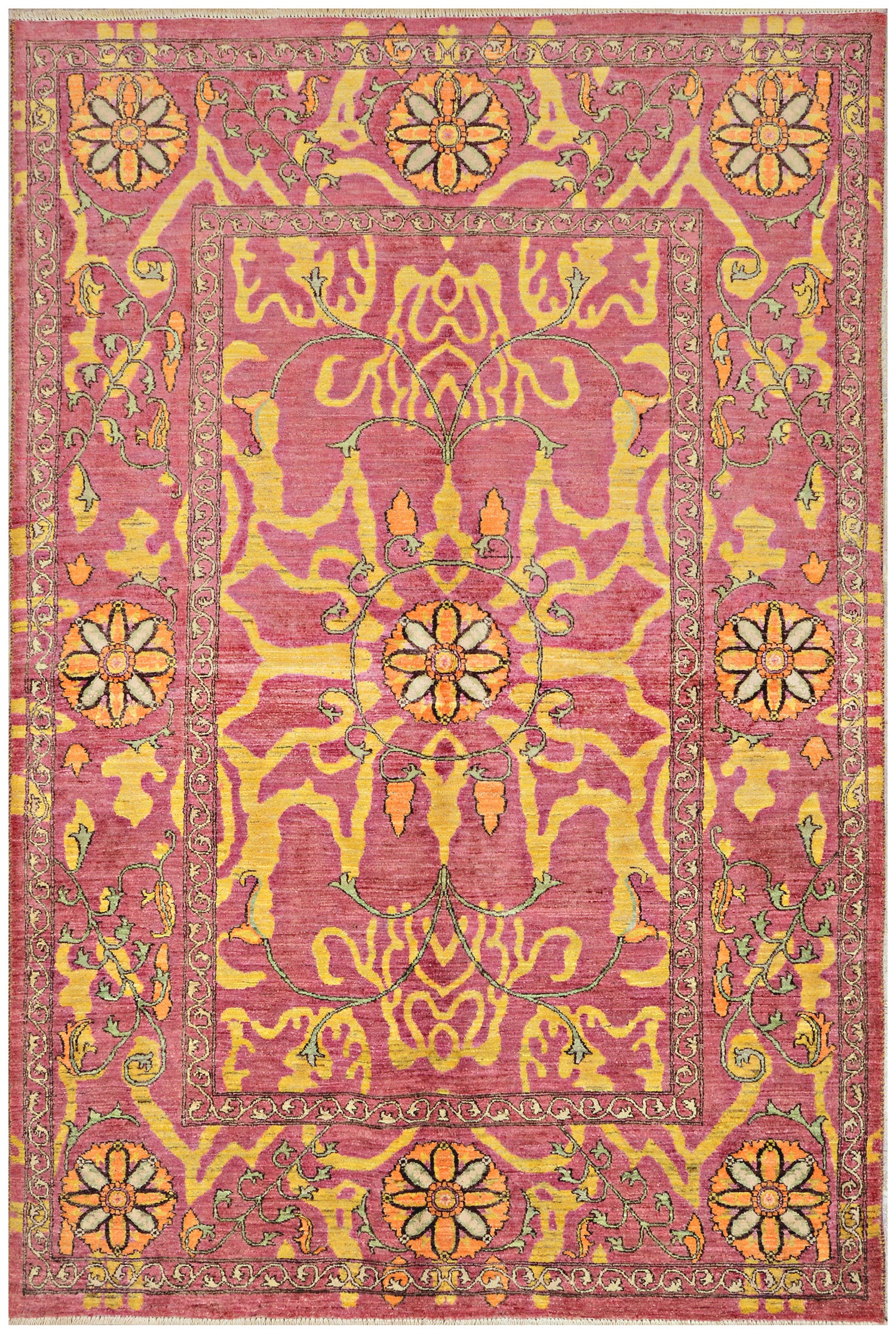 Gulabi-e-Herat Afghan hand-knotted Ghazni wool rug, overhead view