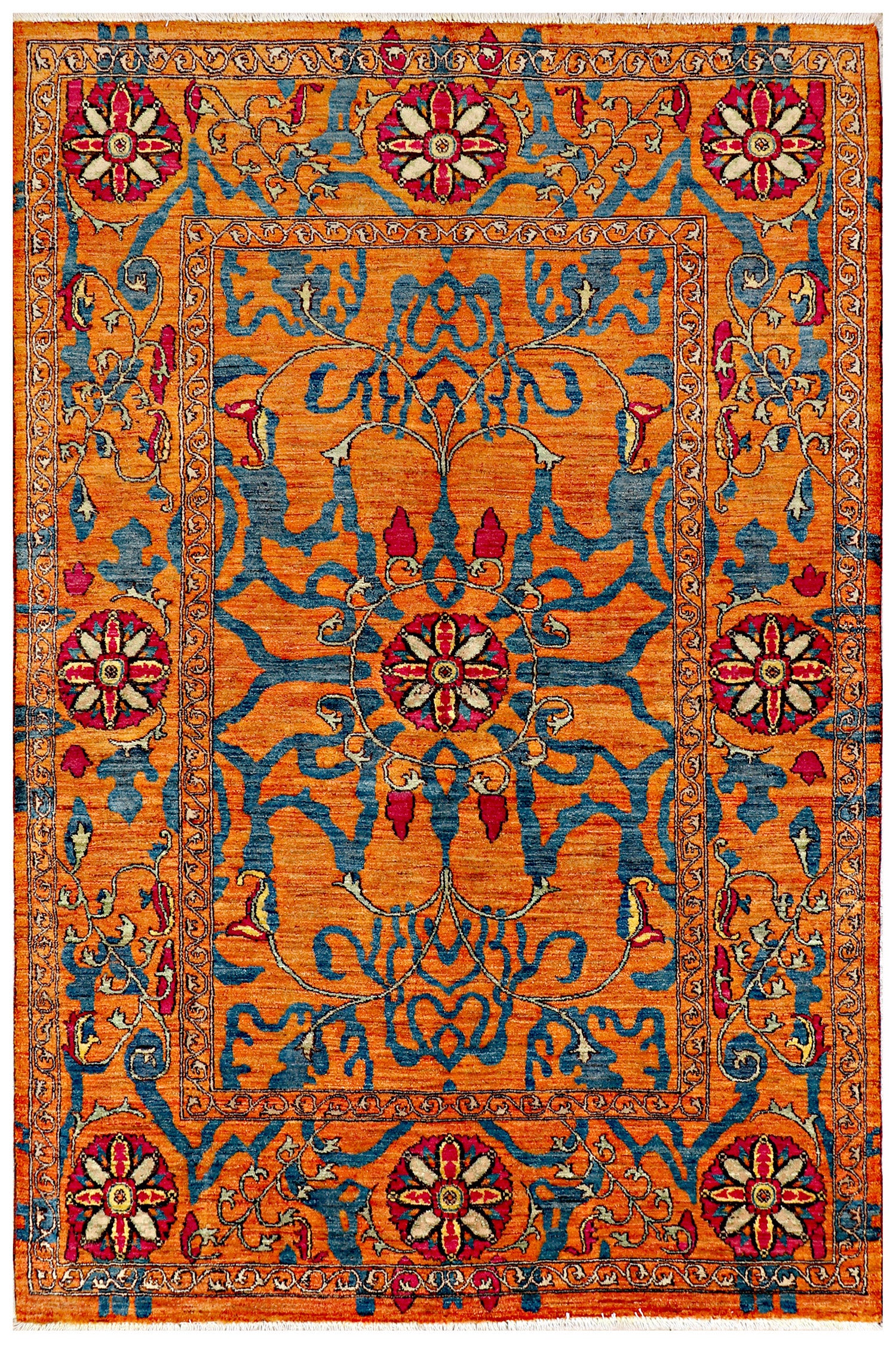 Narang-e-Kabul Afghan hand-knotted Ghazni wool rug, overhead view