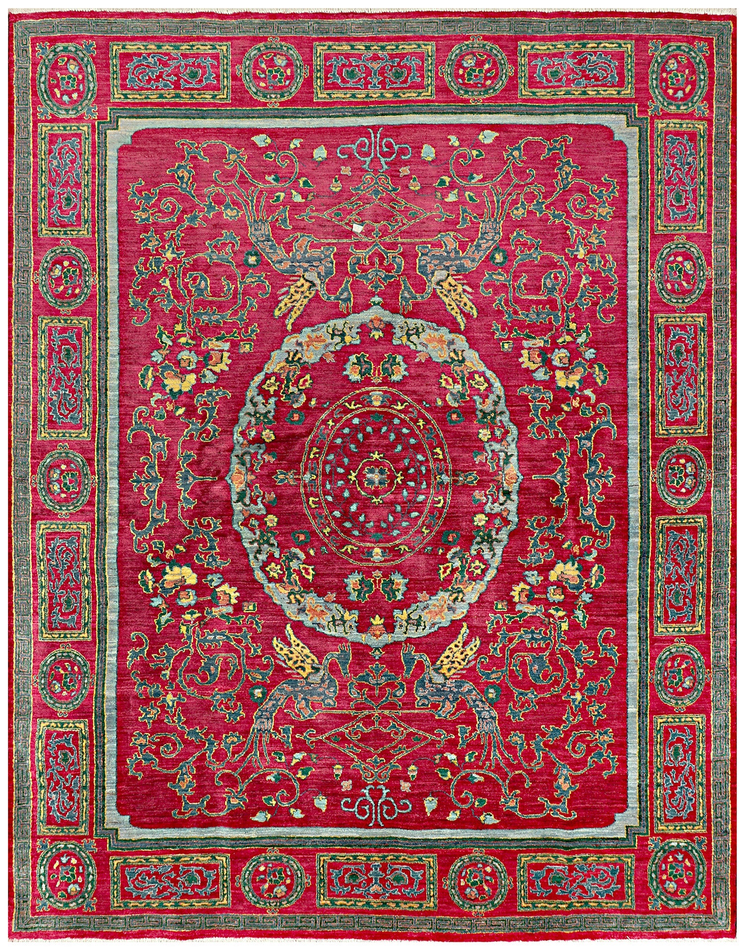 Taj-e-Balkh Afghan hand-knotted Ghazni wool rug, overhead view