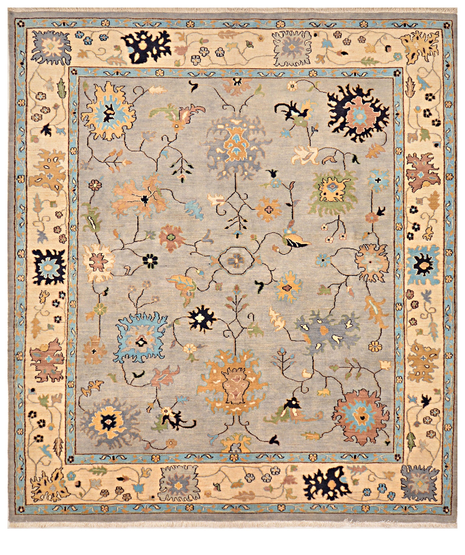 Sahab-e-Bamyan Afghan hand-knotted Ghazni wool rug, overhead view