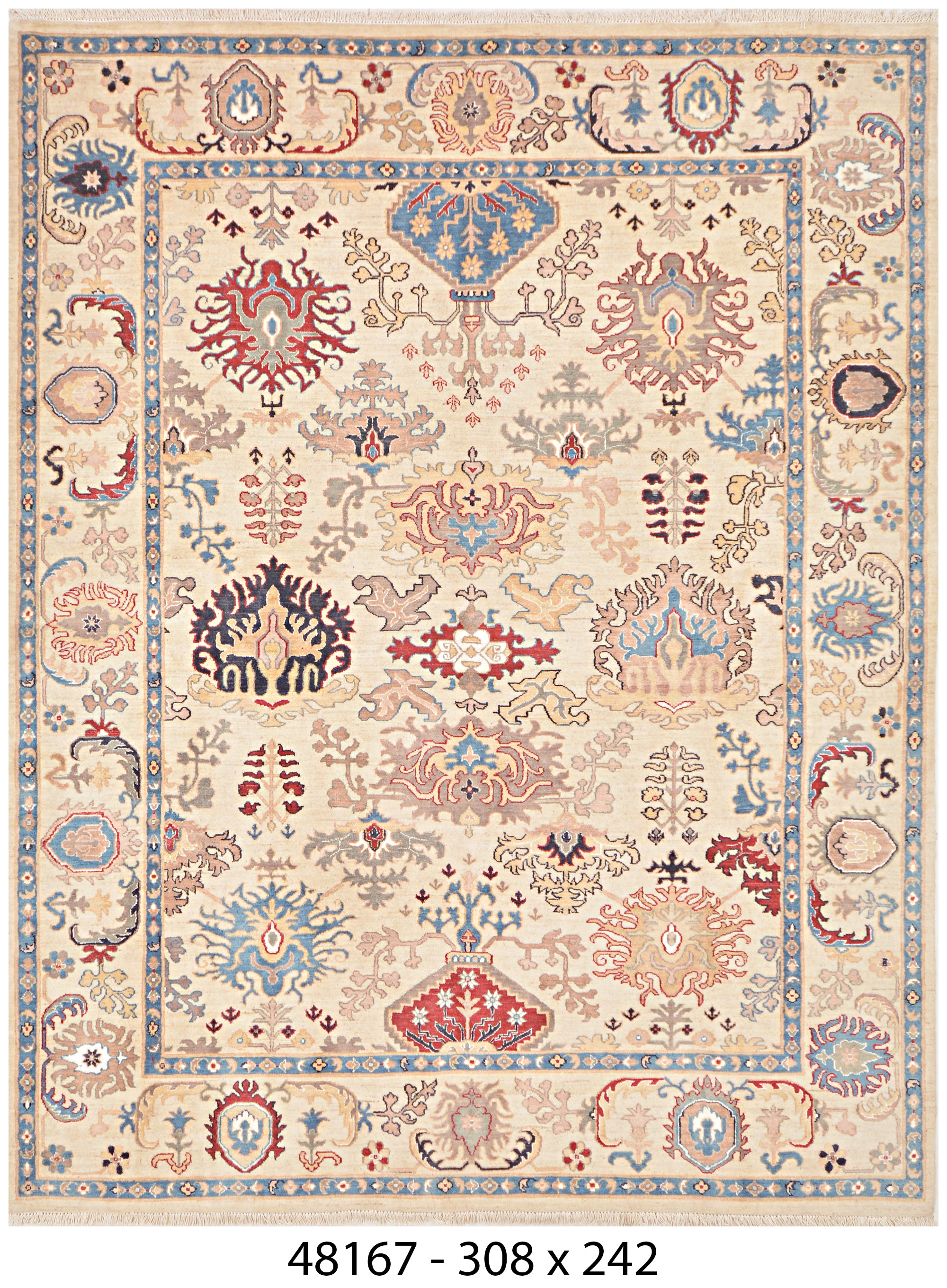 Nasim-e-Kabul Afghan hand-knotted Ghazni wool rug, overhead view