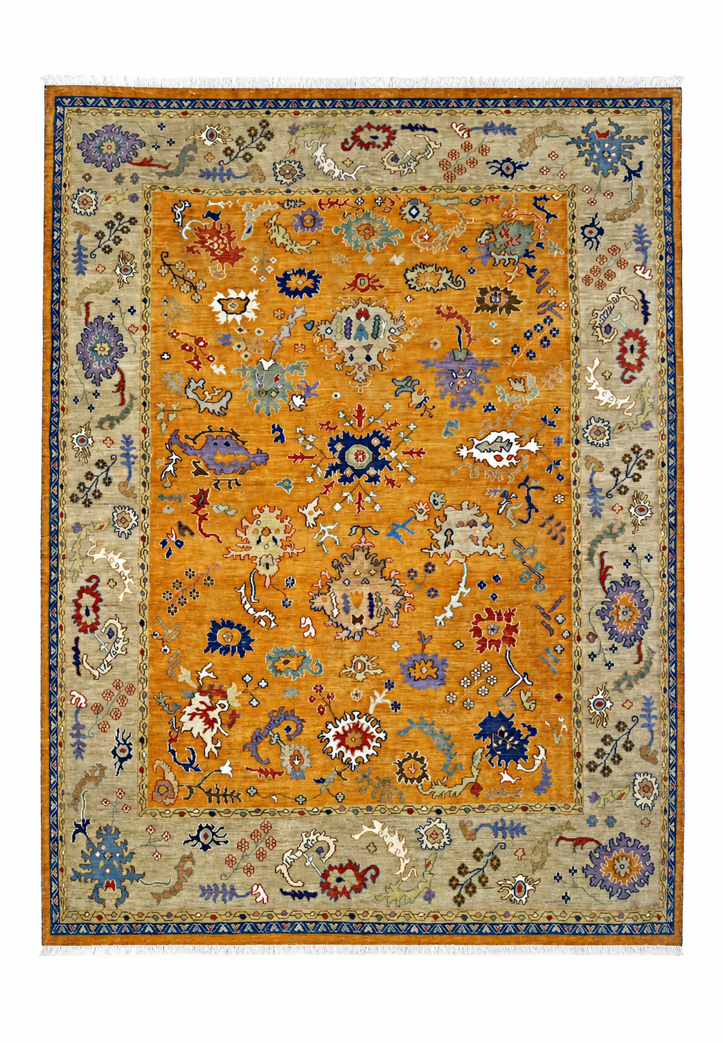 Zarrin-e-Balkh Afghan hand-knotted Ghazni wool rug, overhead view