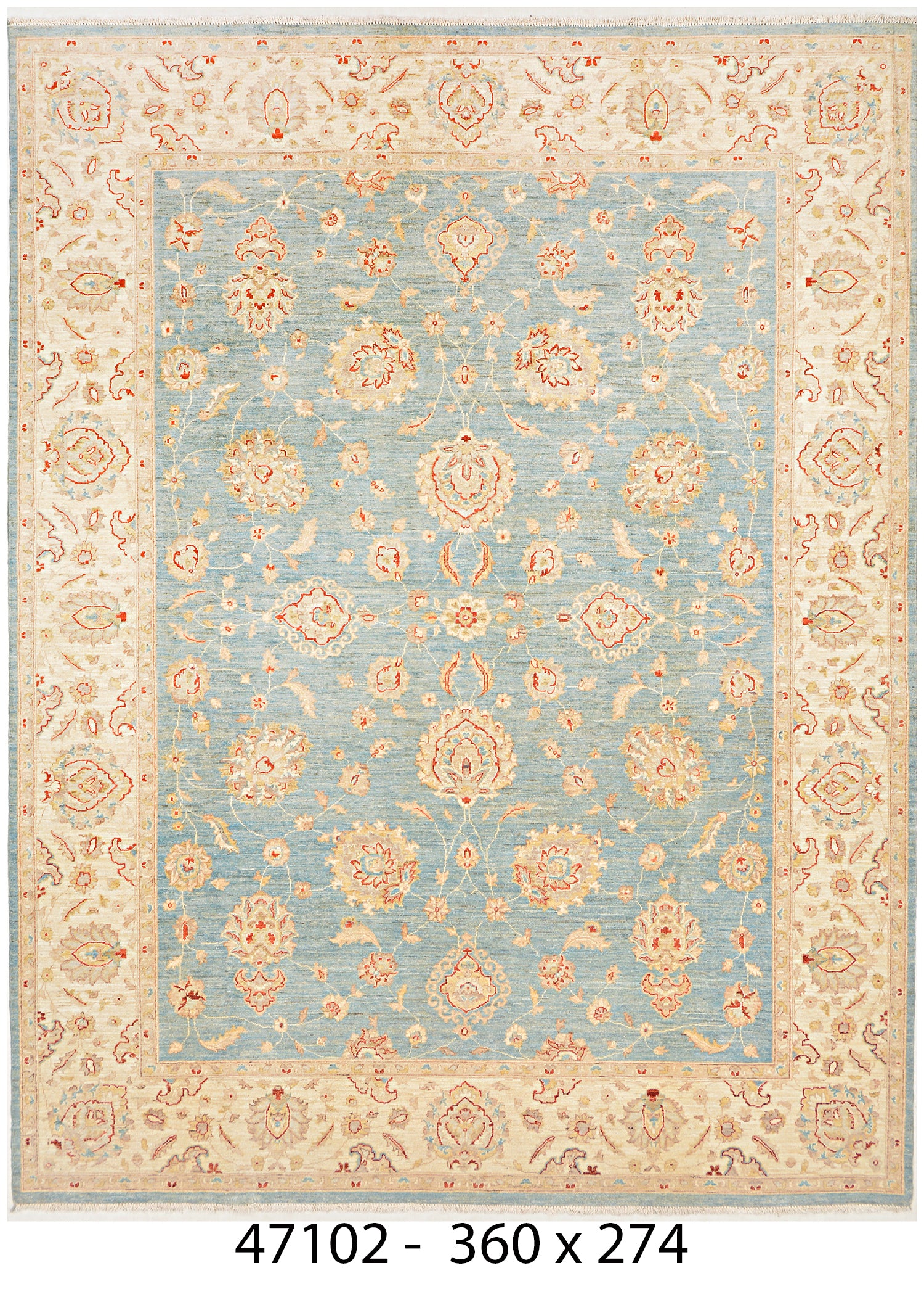 Aab-e-Kabul Afghan hand-knotted Ghazni wool rug, overhead view