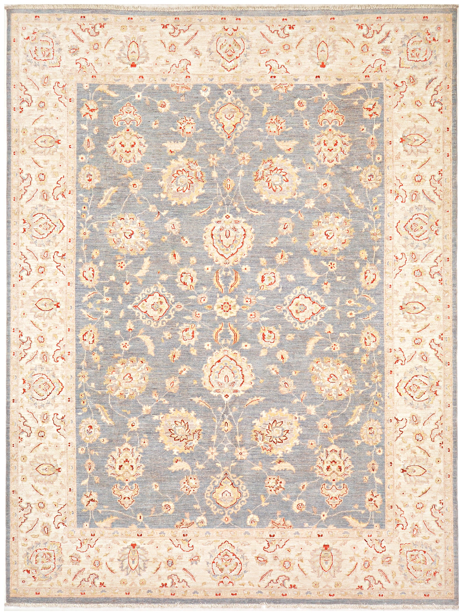 Baran-e-Bamyan Afghan hand-knotted Ghazni wool rug, overhead view