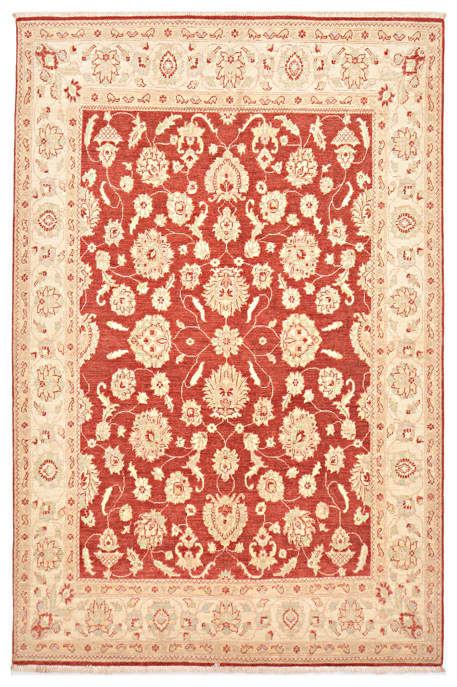 Gul-e-Atash Afghan hand-knotted Ghazni wool rug, overhead view