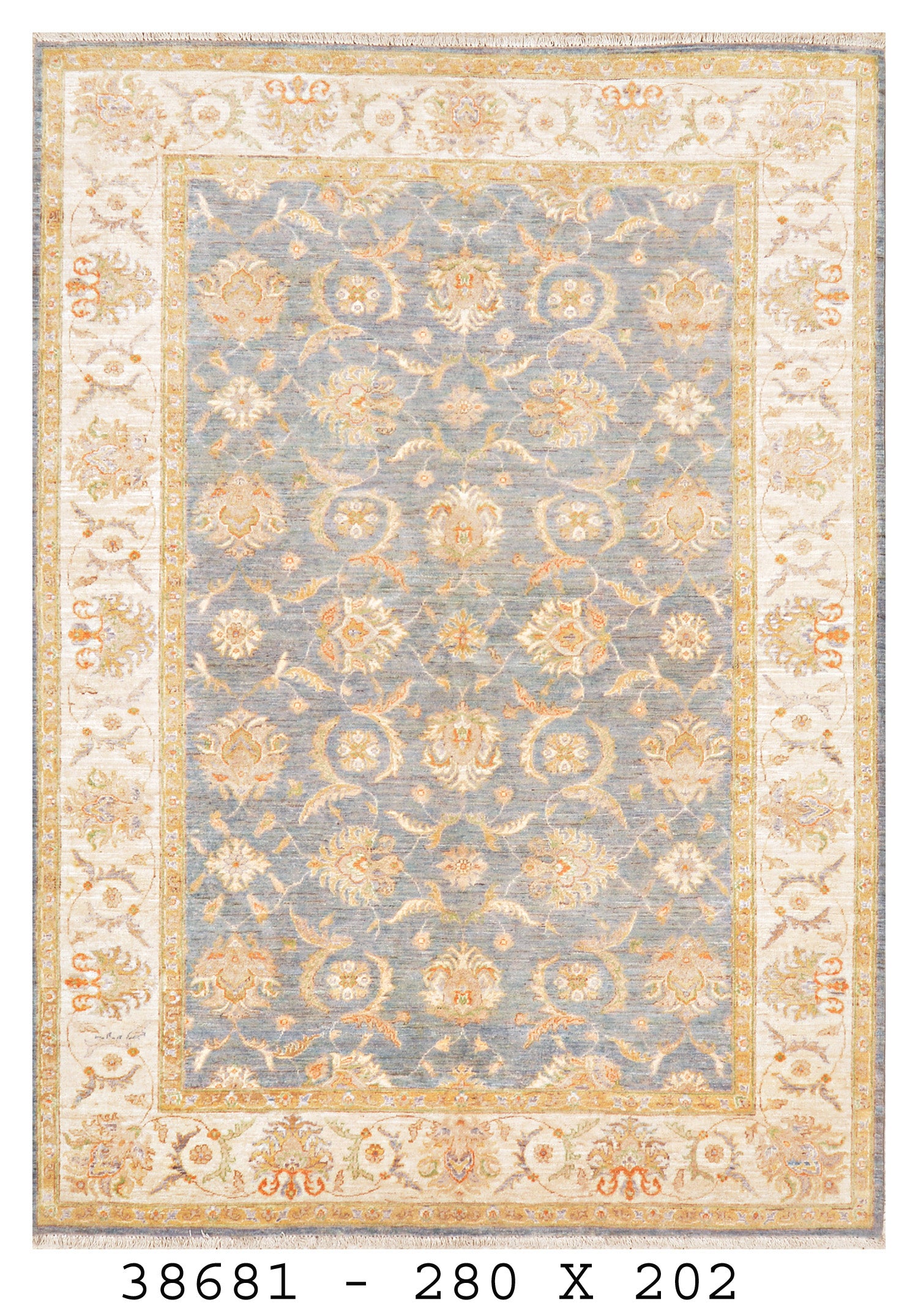 Nilab-e-Herat Afghan hand-knotted Ghazni wool rug, overhead view