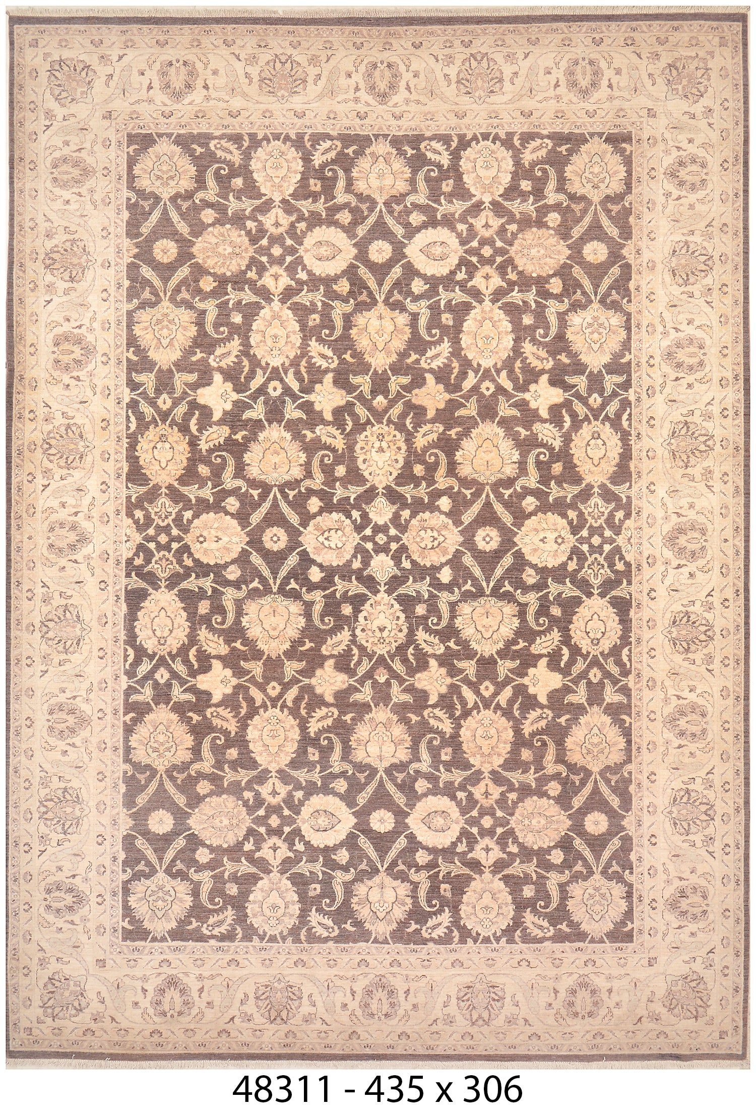 Khak-e-Samarkand Afghan hand-knotted Ghazni wool rug, overhead view