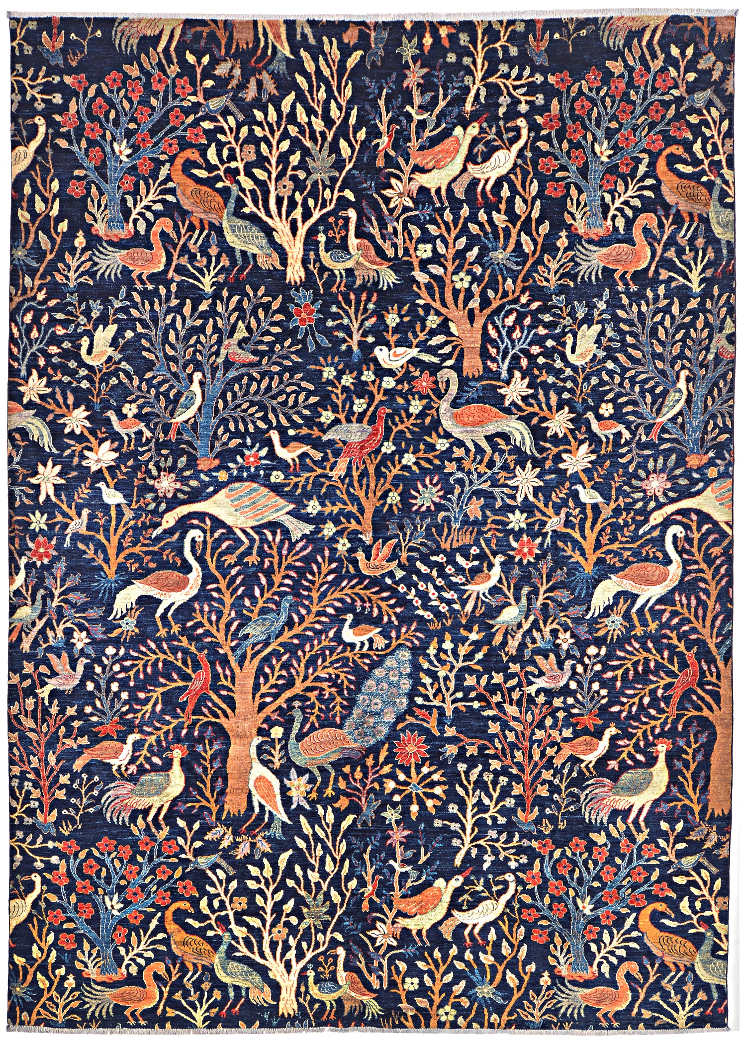 Bagh-e-Tavoos Afghan hand-knotted Ghazni wool rug, overhead view