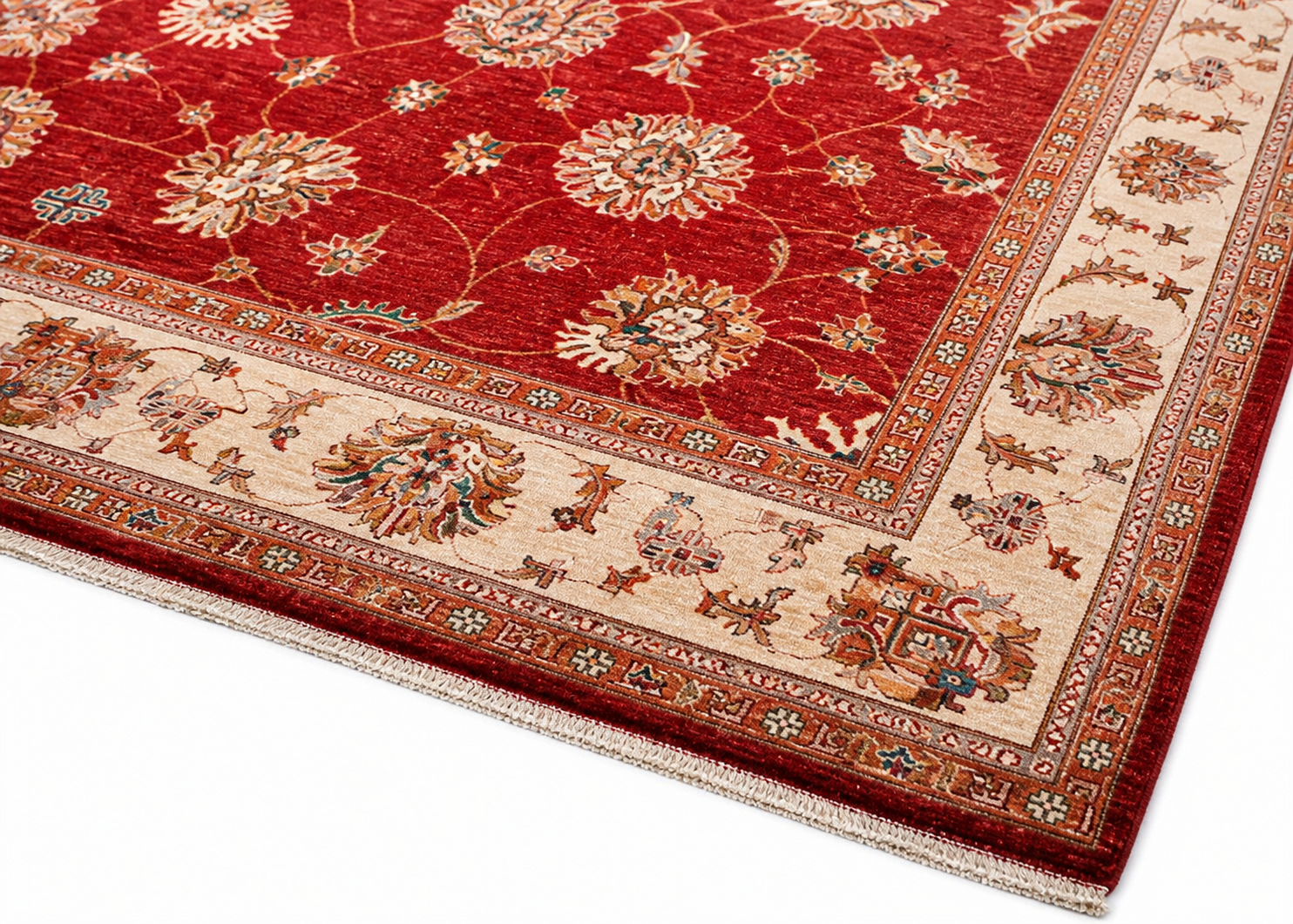 Sholeh-e-Kabul Afghan Ghazni wool rug, hand-knotted detail