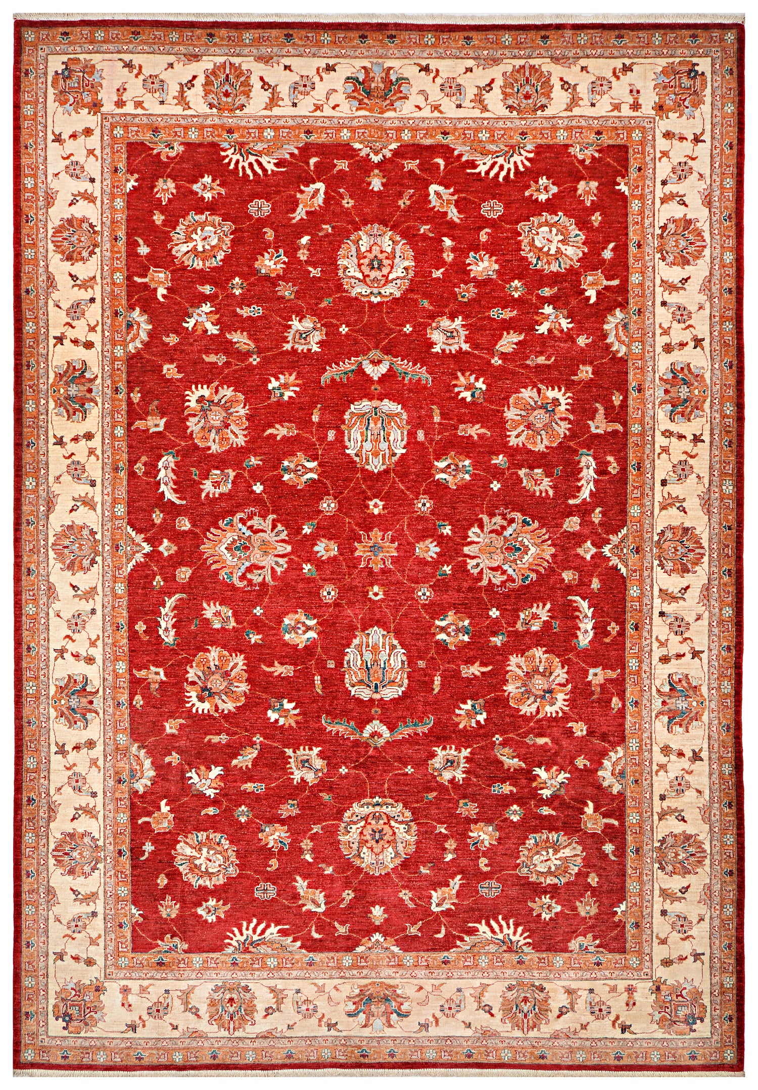 Sholeh-e-Kabul Afghan hand-knotted Ghazni wool rug, overhead view