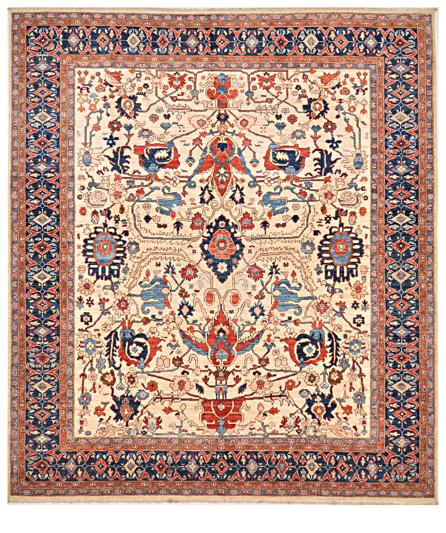 Bahar-e-Ghazni Afghan hand-knotted Ghazni wool rug, overhead view