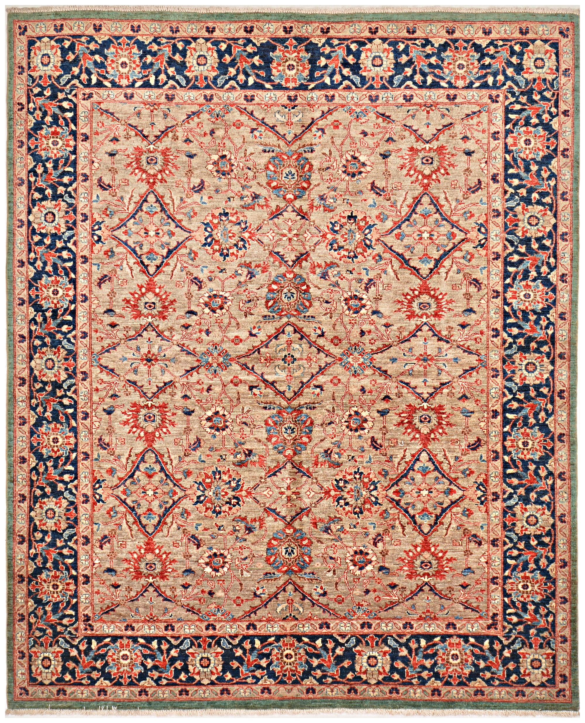 Golestan-e-Panjshir Afghan hand-knotted Ghazni wool rug, overhead view