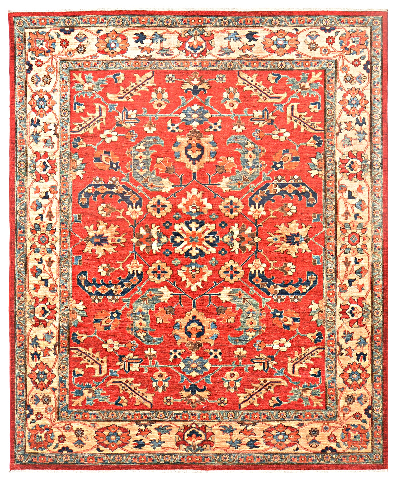 Laleh-e-Herat Afghan hand-knotted Ghazni wool rug, overhead view