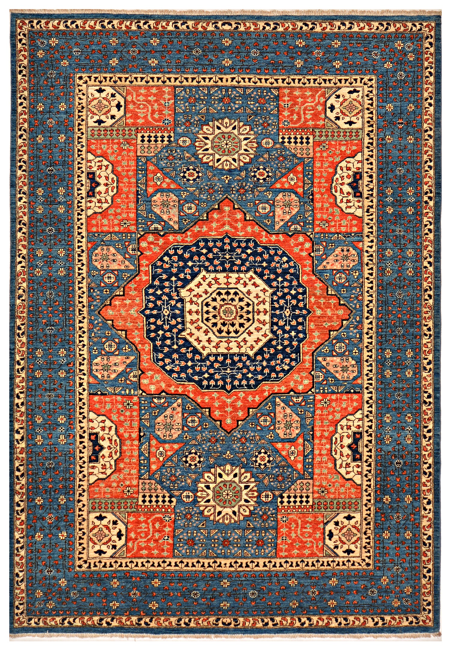 Sitara-e-Balkh Afghan hand-knotted Ghazni wool rug, overhead view