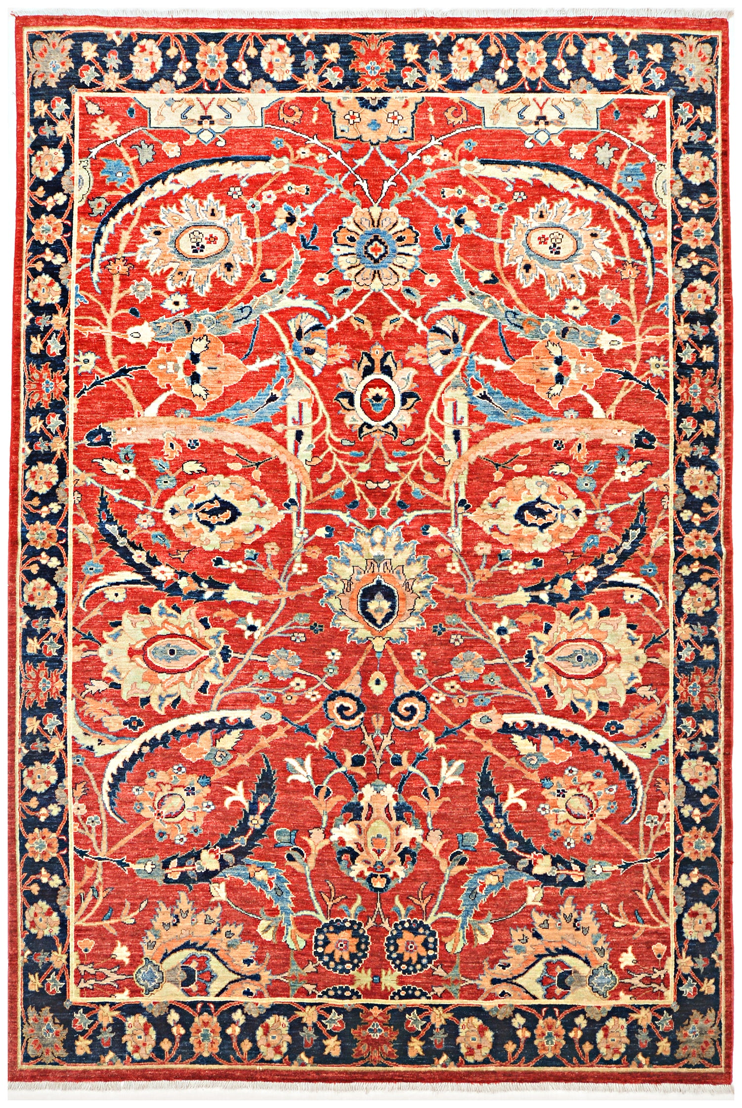 Surkh-e-Kabul Afghan hand-knotted Ghazni wool rug, overhead view