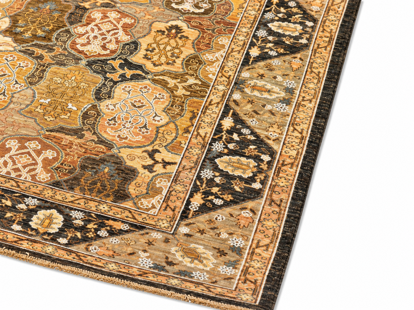 Zarr-e-Badakhshan Afghan Ghazni wool rug, hand-knotted detail