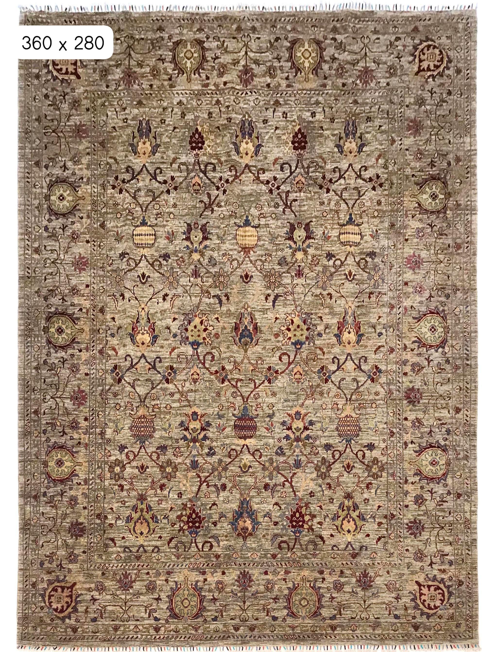 Payiz-e-Panjshir Afghan hand-knotted Ghazni wool rug, overhead view