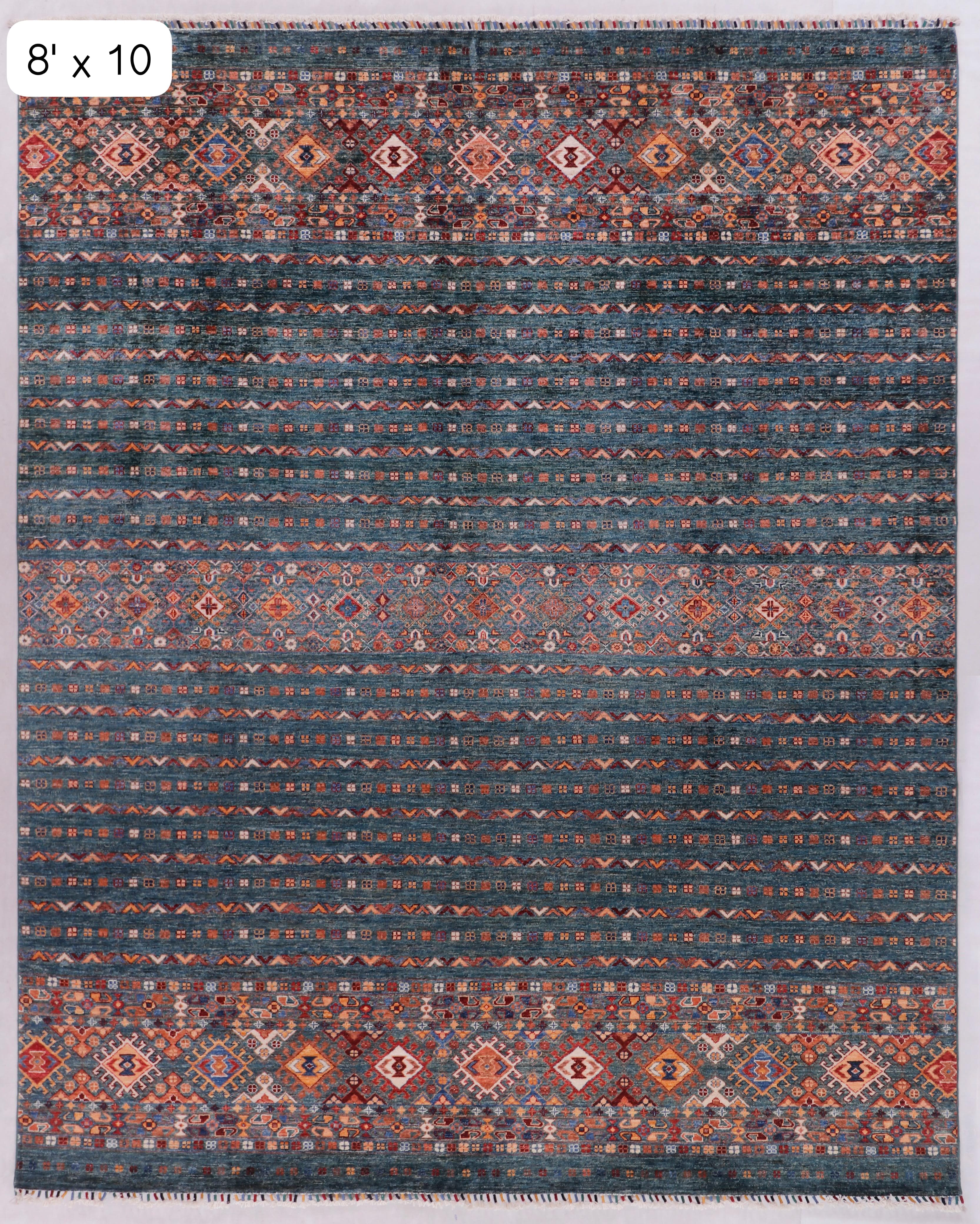 Dariya-e-Shab Afghan hand-knotted Ghazni wool rug, overhead view