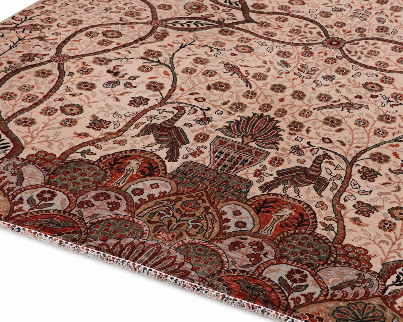 Bagh-e-Gulab Afghan Ghazni wool rug, hand-knotted detail