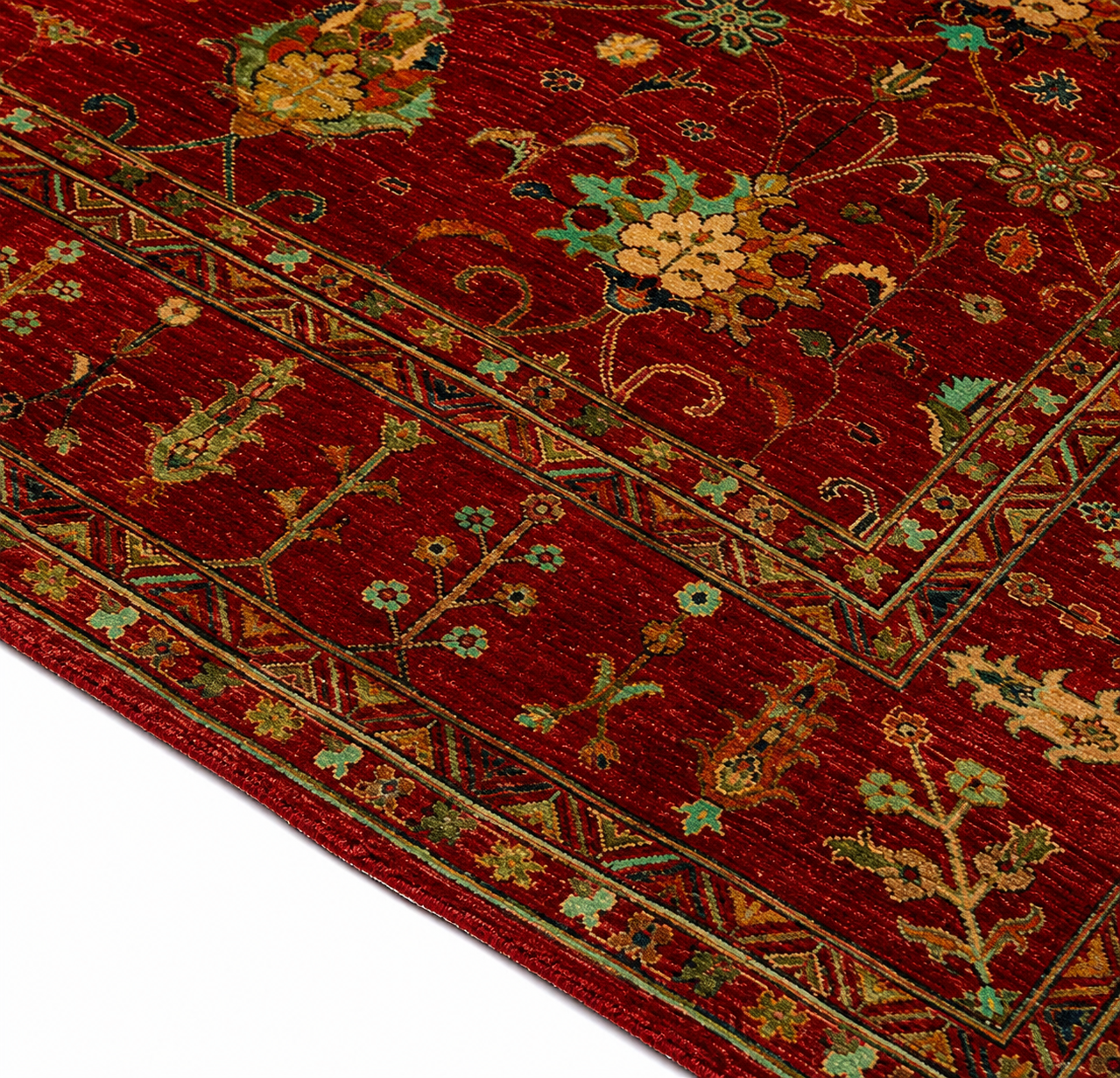 Yaqut-e-Hindukush Afghan Ghazni wool rug, hand-knotted detail