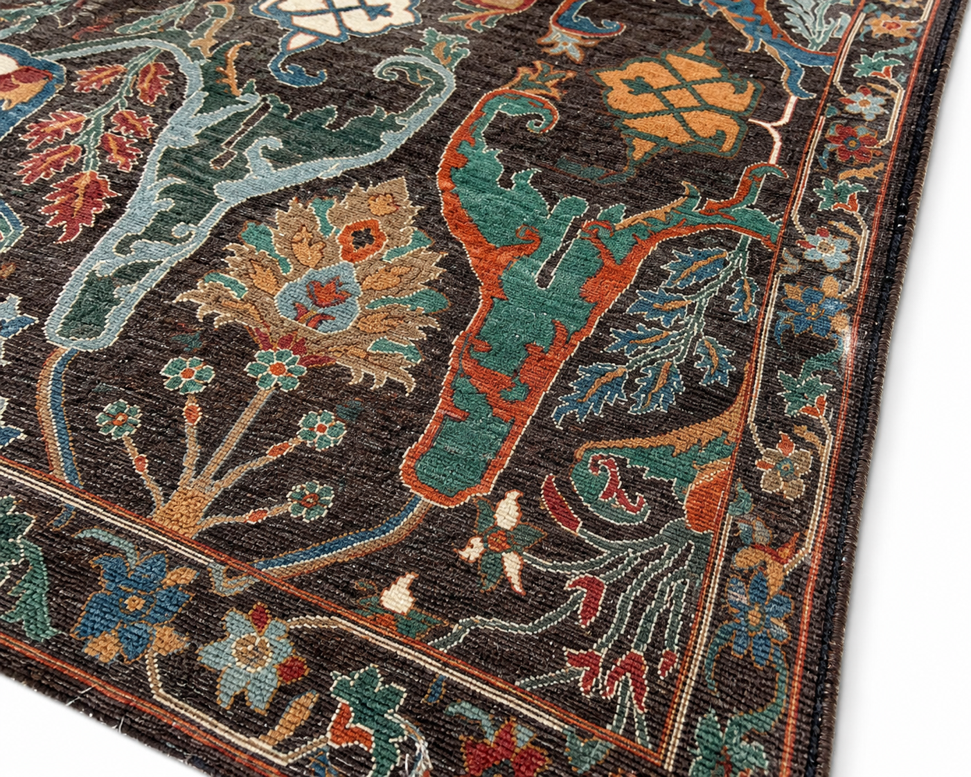 Bagh-e-Hayawan Afghan Ghazni wool rug, hand-knotted detail