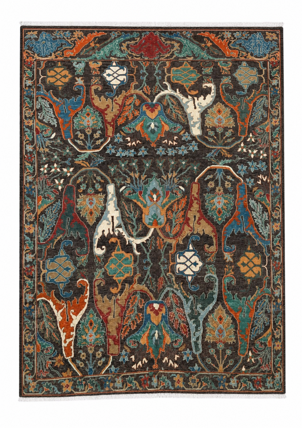 Bagh-e-Hayawan Afghan hand-knotted Ghazni wool rug, overhead view