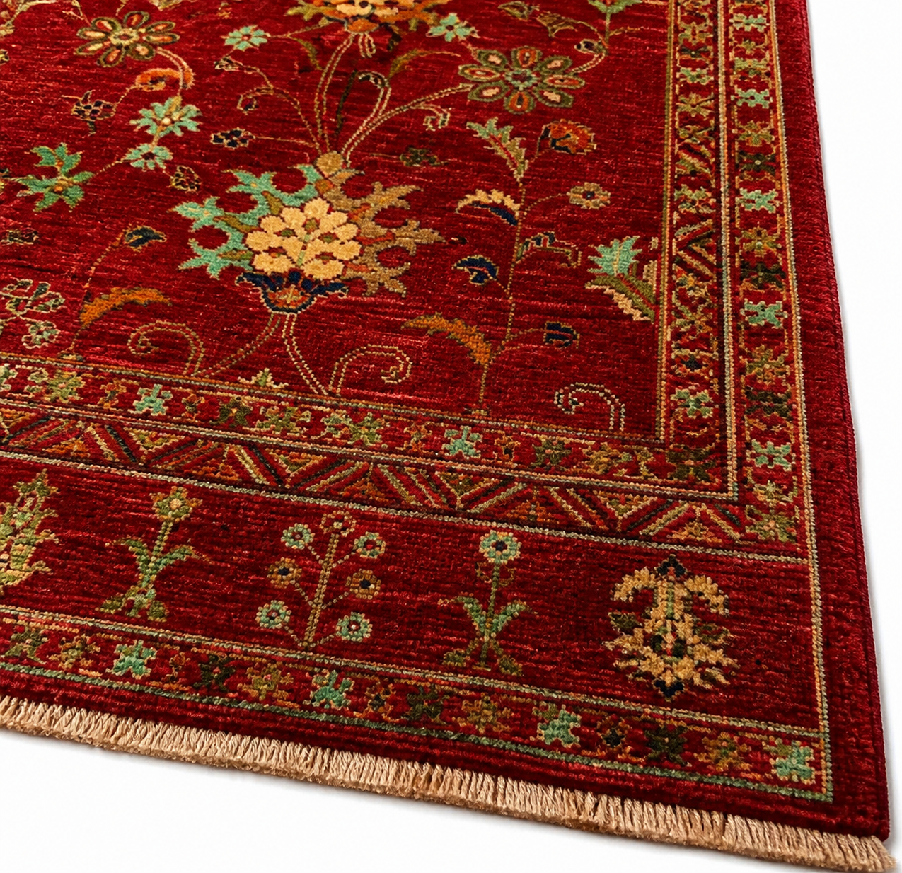 Dil-e-Rumi Afghan Ghazni wool rug, hand-knotted detail