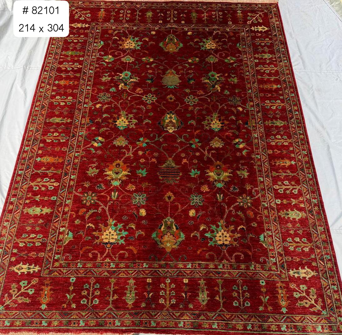 Dil-e-Rumi Afghan hand-knotted Ghazni wool rug, overhead view