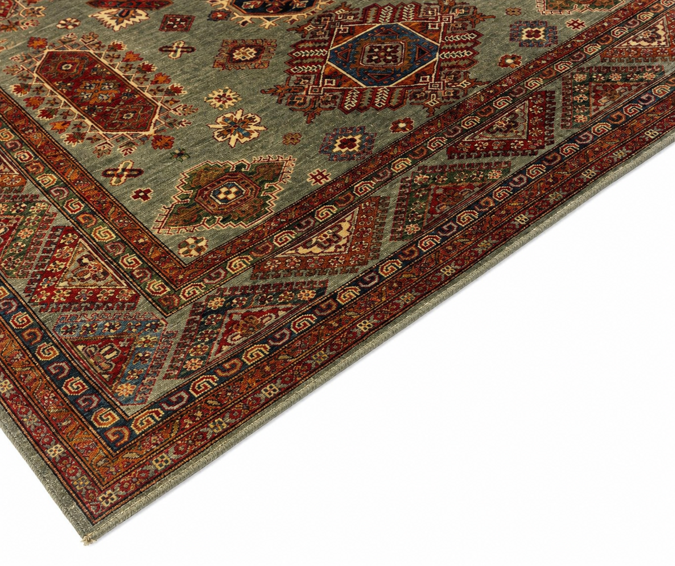 Sang-e-Panjshir Afghan Ghazni wool rug, hand-knotted detail