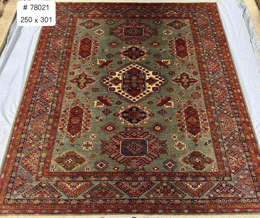 Sang-e-Panjshir Afghan hand-knotted Ghazni wool rug, overhead view