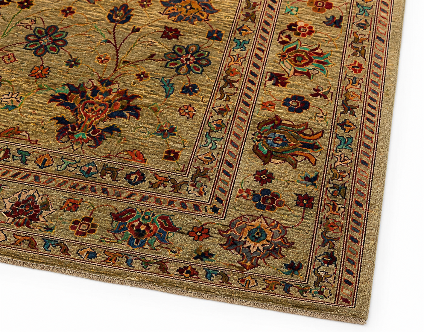 Khakestar-e-Balkh Afghan Ghazni wool rug, hand-knotted detail
