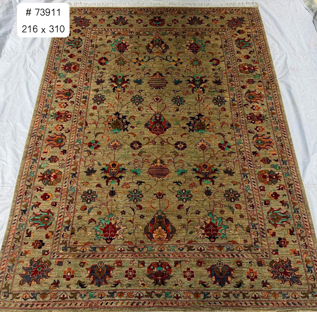 Khakestar-e-Balkh Afghan hand-knotted Ghazni wool rug, overhead view