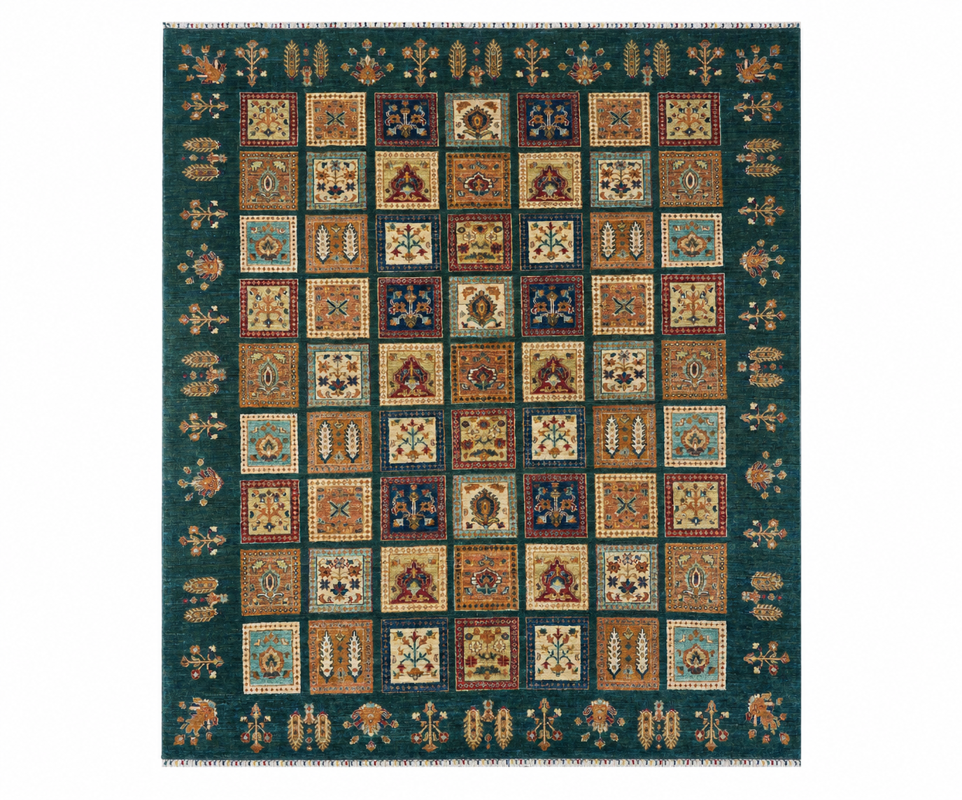 Kashi-e-Herat Afghan hand-knotted Ghazni wool rug, overhead view