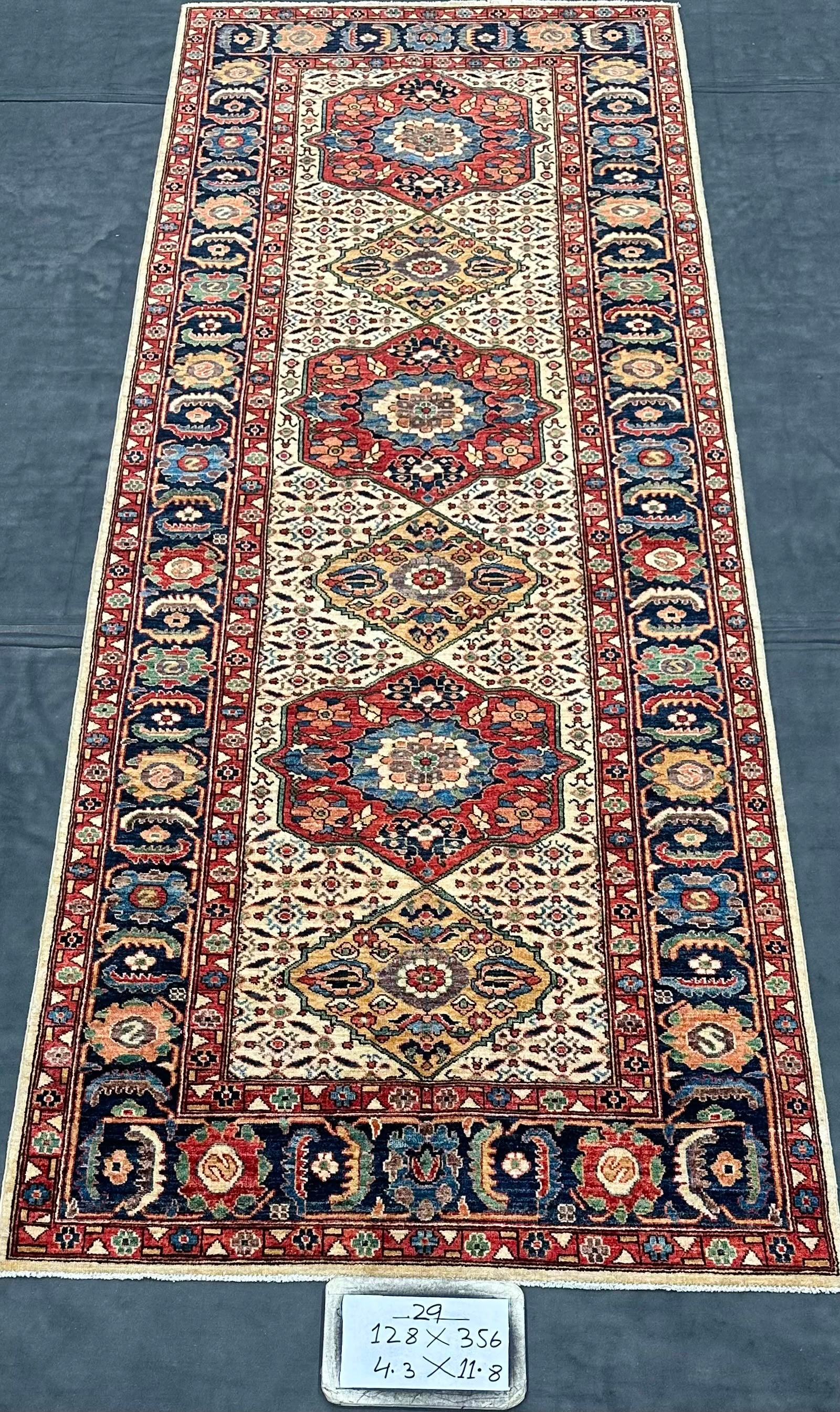 Rah-e-Herat Afghan hand-knotted Ghazni wool rug, overhead view