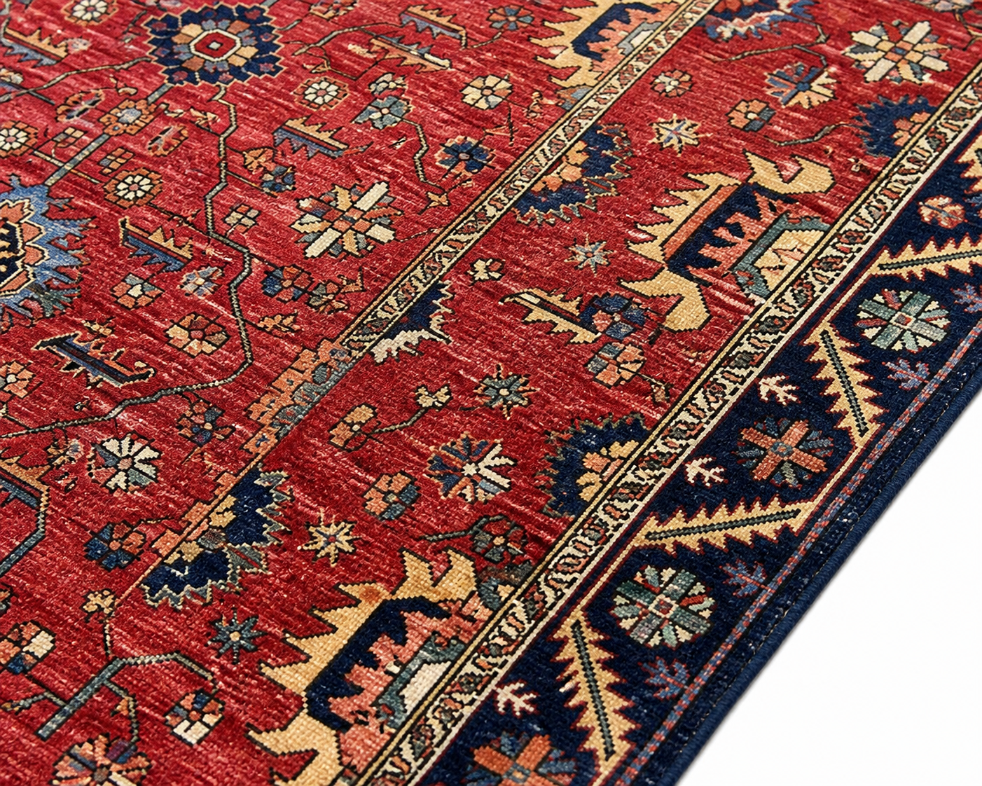 Surkh-Rah-e-Balkh Afghan Ghazni wool rug, hand-knotted detail