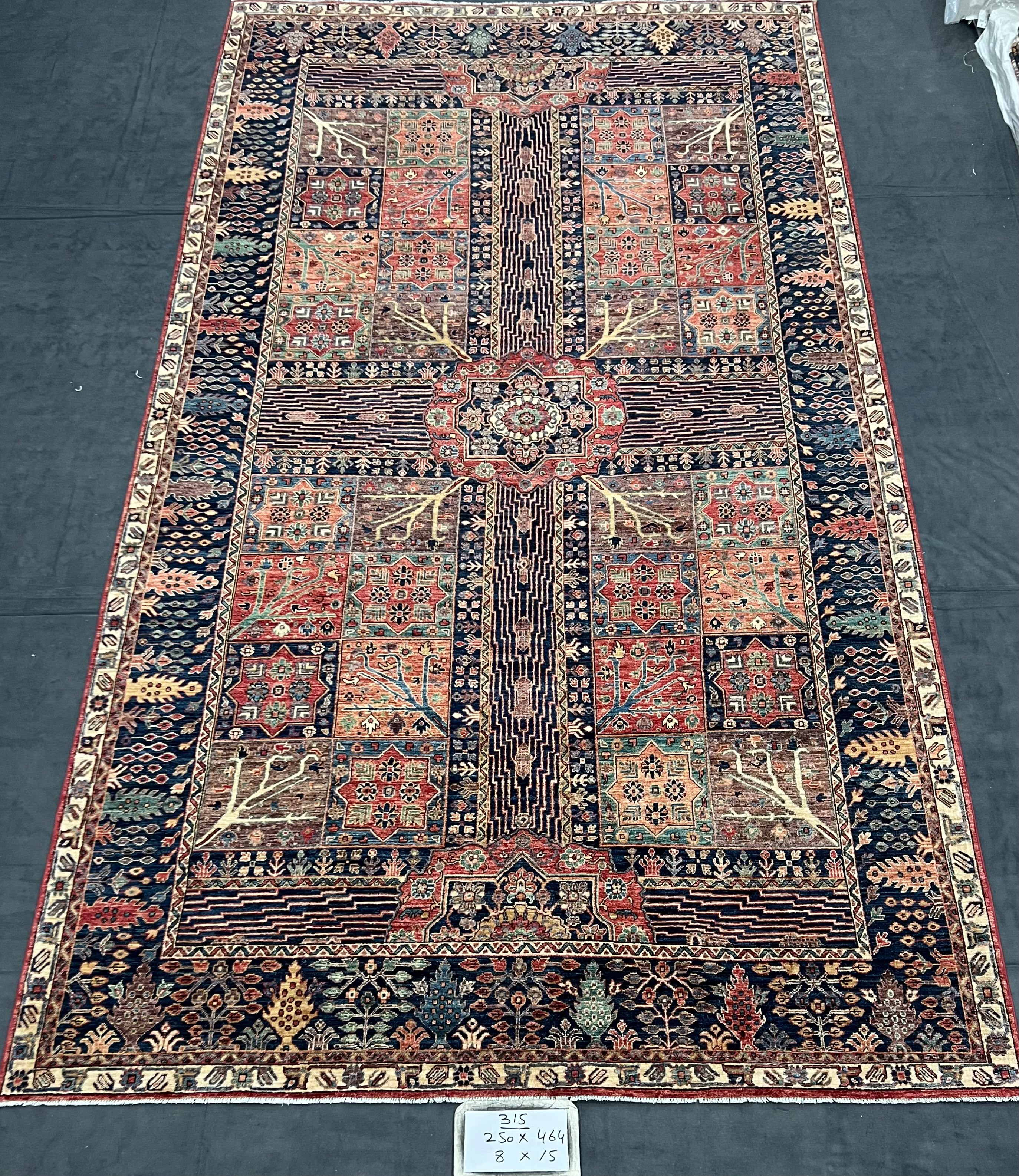 Ivan-e-Herat Afghan hand-knotted Ghazni wool rug, overhead view