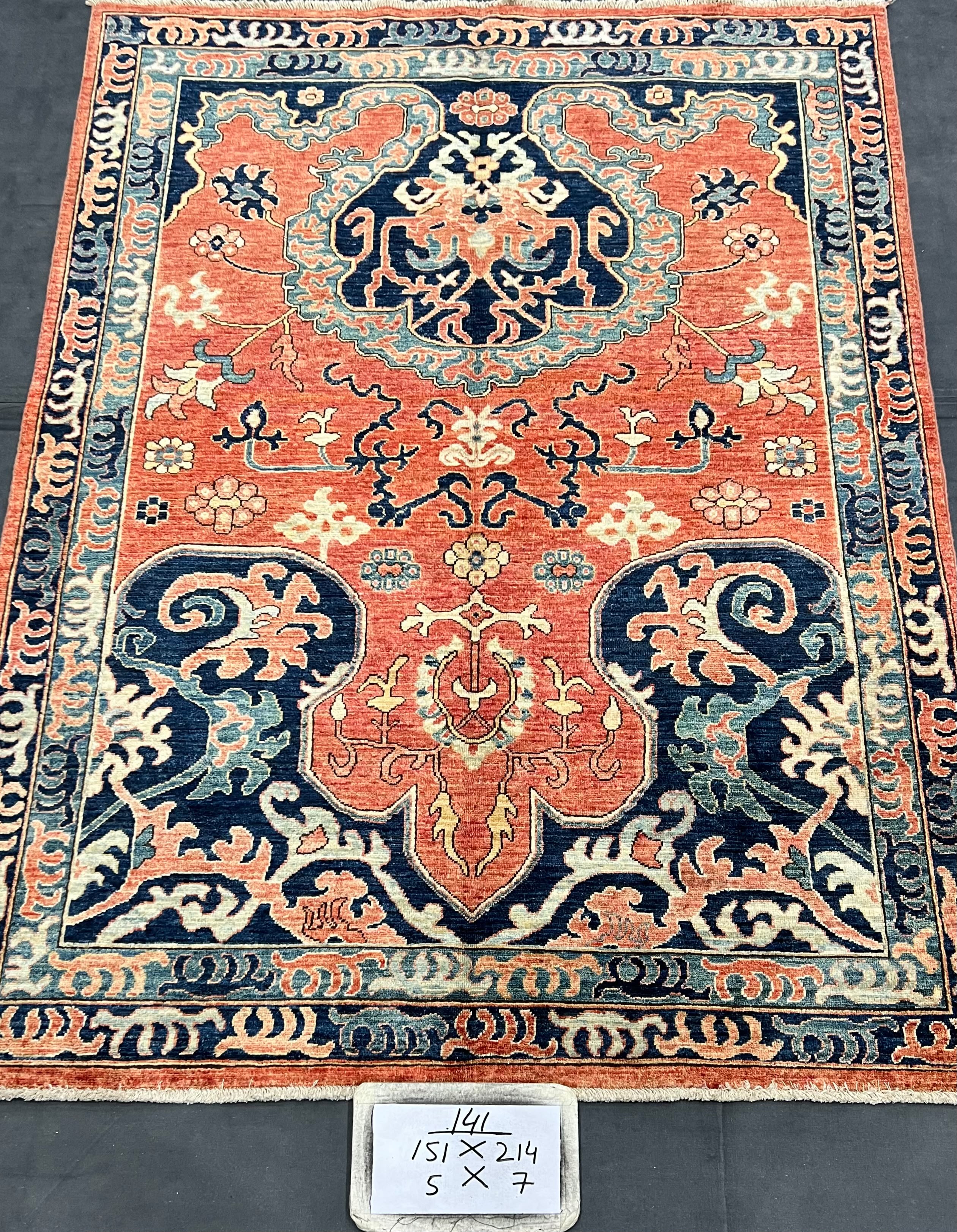 Simurgh-e-Kabul Afghan hand-knotted Ghazni wool rug, overhead view