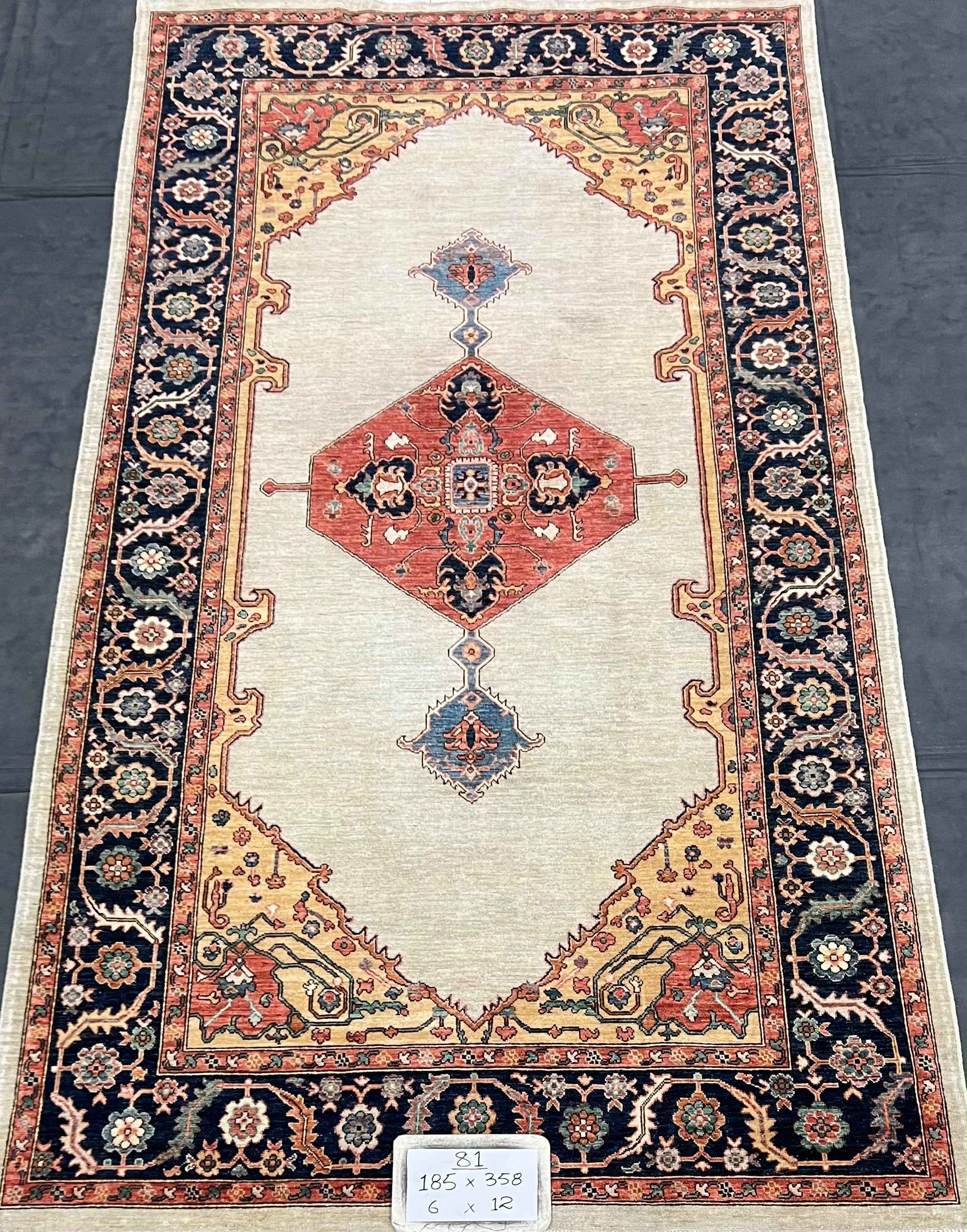 Qasr-e-Safed Afghan hand-knotted Ghazni wool rug, overhead view