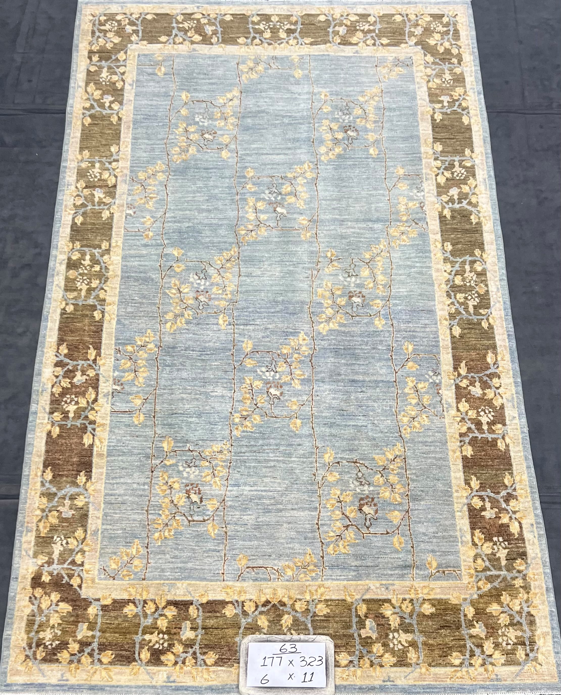 Aseman-e-Bamyan Afghan hand-knotted Ghazni wool rug, overhead view