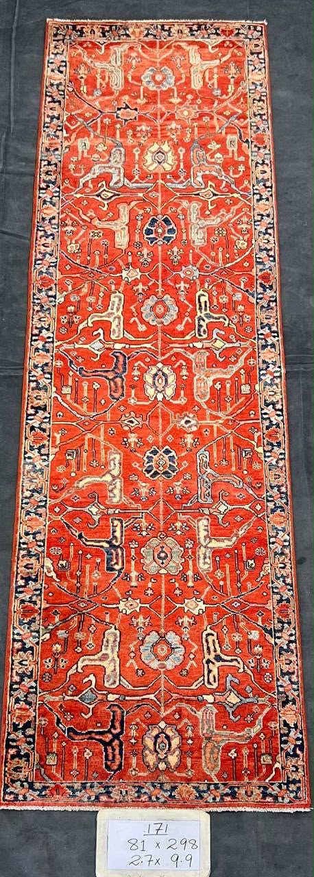 Rah-e-Anar Afghan hand-knotted Ghazni wool rug, overhead view