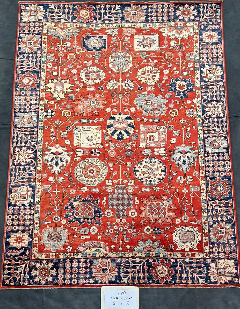Bazm-e-Balkh Afghan hand-knotted Ghazni wool rug, overhead view