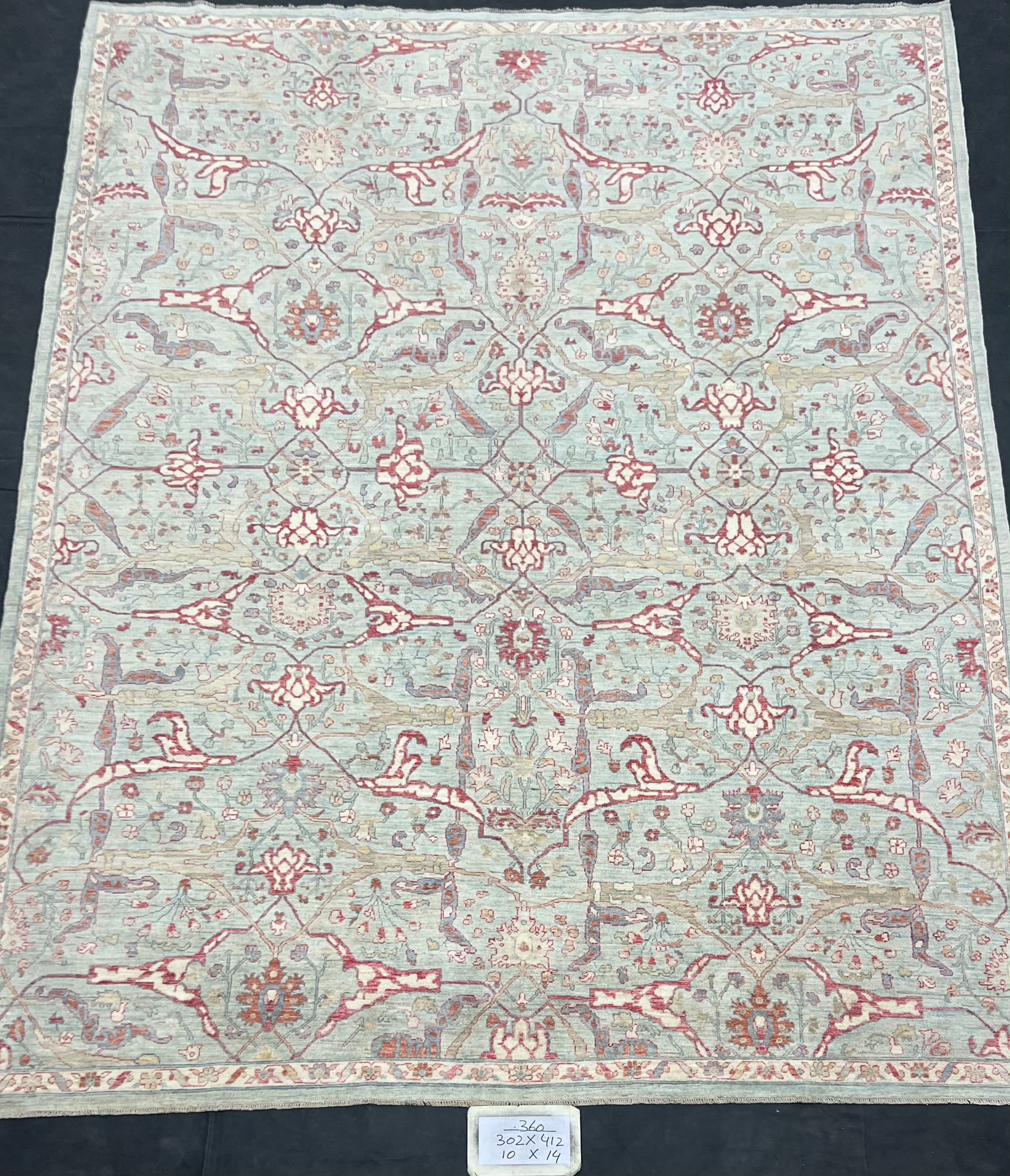 Nasim-e-Herat Afghan hand-knotted Ghazni wool rug, overhead view