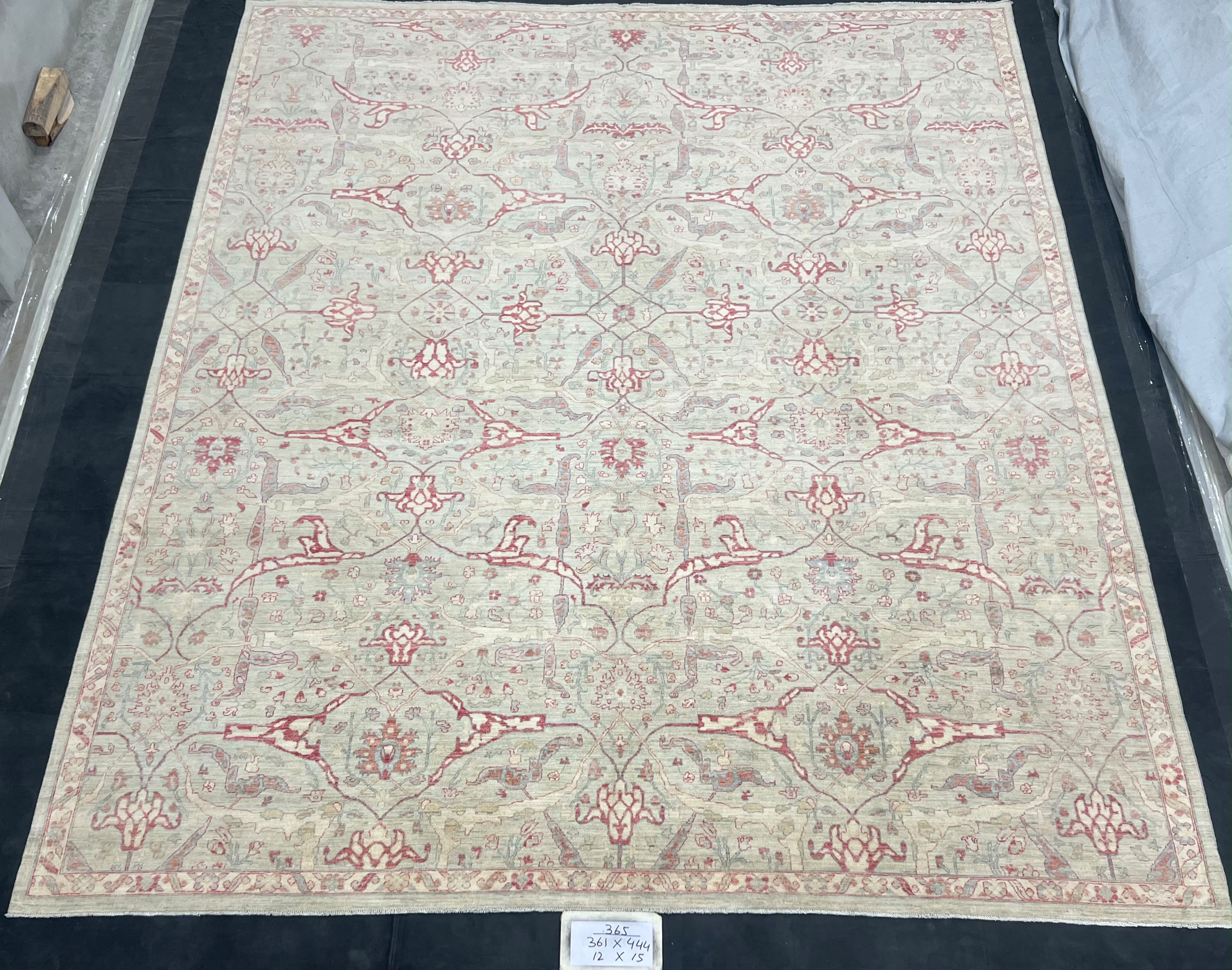 Ravza-e-Balkh Afghan hand-knotted Ghazni wool rug, overhead view
