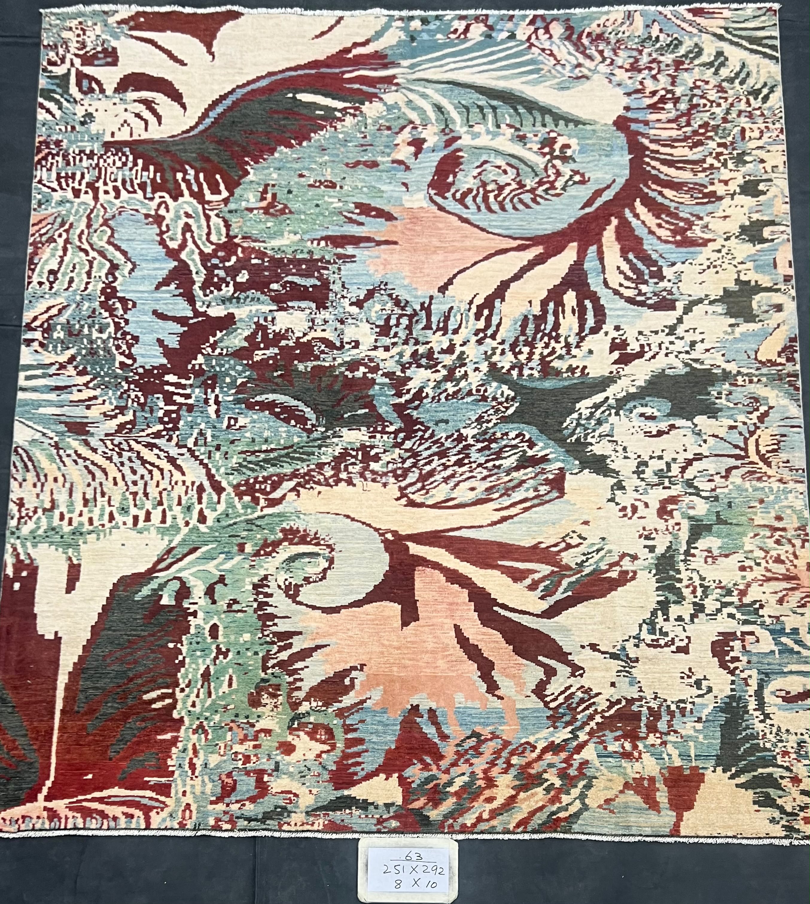 Simurgh-e-Aseman Afghan hand-knotted Ghazni wool rug, overhead view