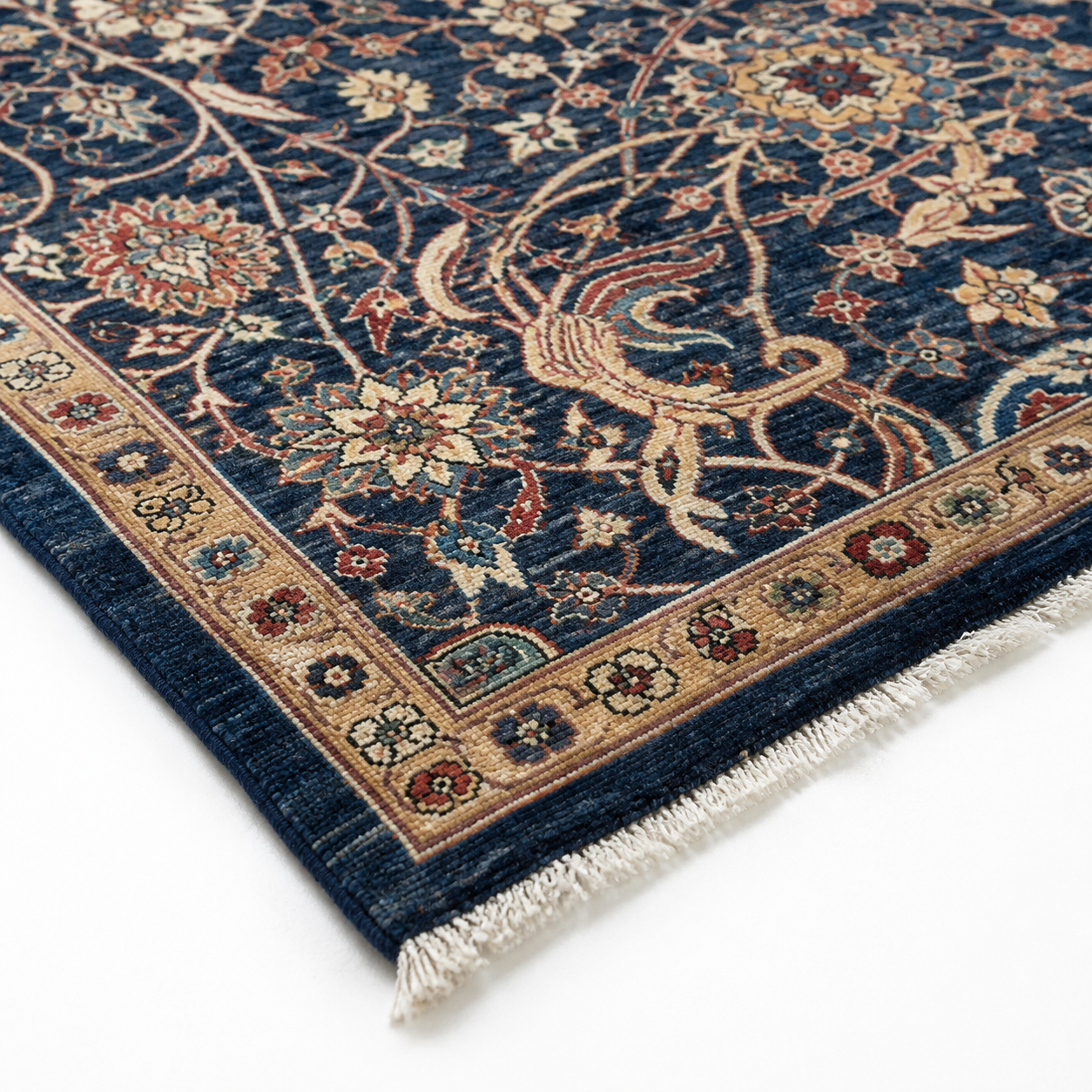 Bulbul-e-Shab Afghan Ghazni wool rug, hand-knotted detail